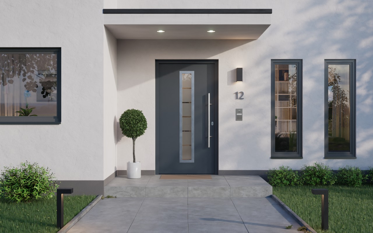 Motiv 700 Stahl Aluminium Haustur Thermo46 Mit Glasausschnitt Hormann Deinetur De