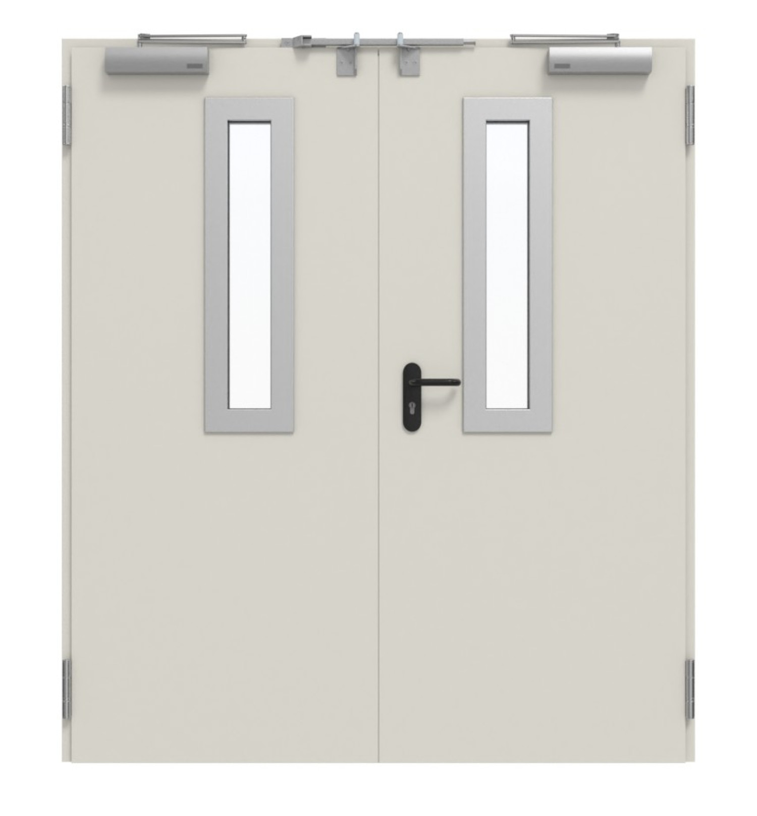 TECKENTRUP Außentür-Set 2-flg. Stahl mit Feuerschutzfunktion EI2 30-C5-SA 62-2 mit Rechteckverglasung Ausschnitt 1 inkl. Blockzarge