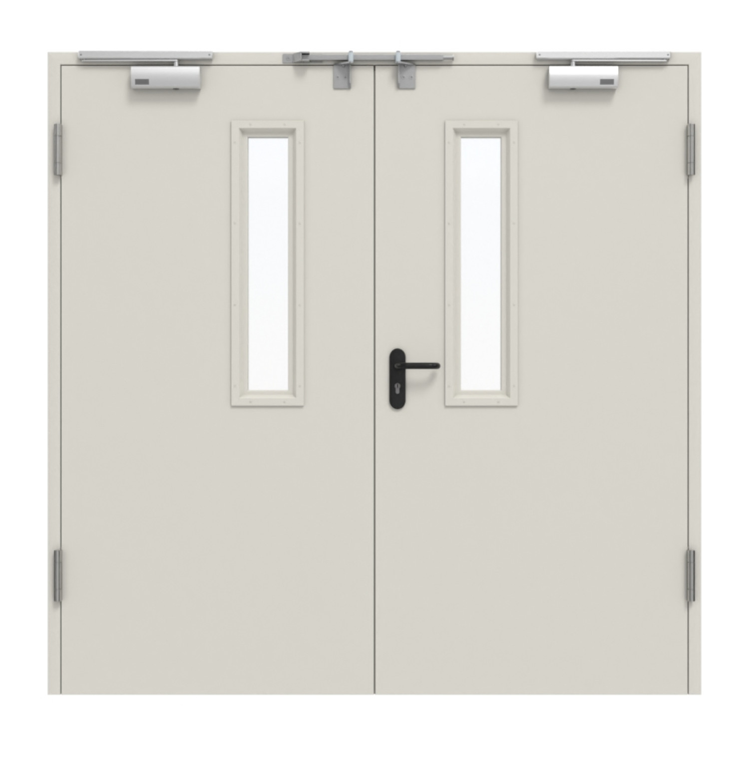 Frontansicht von Innentür-Set 2-flg Stahl mit Feuerschutzfunktion STU/STS T90-2 mit LA-B1 inkl. 2-schaliger Umfassungszarge - Hörmann