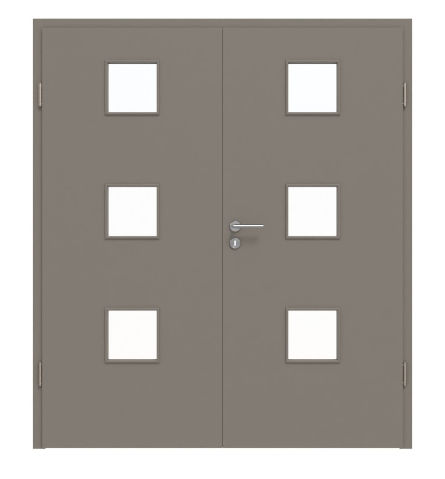 HÖRMANN Doppelflügeltür Taupe RAL 7048 Lack ProLine mit Lichtausschnitt LA-10 mit Zarge