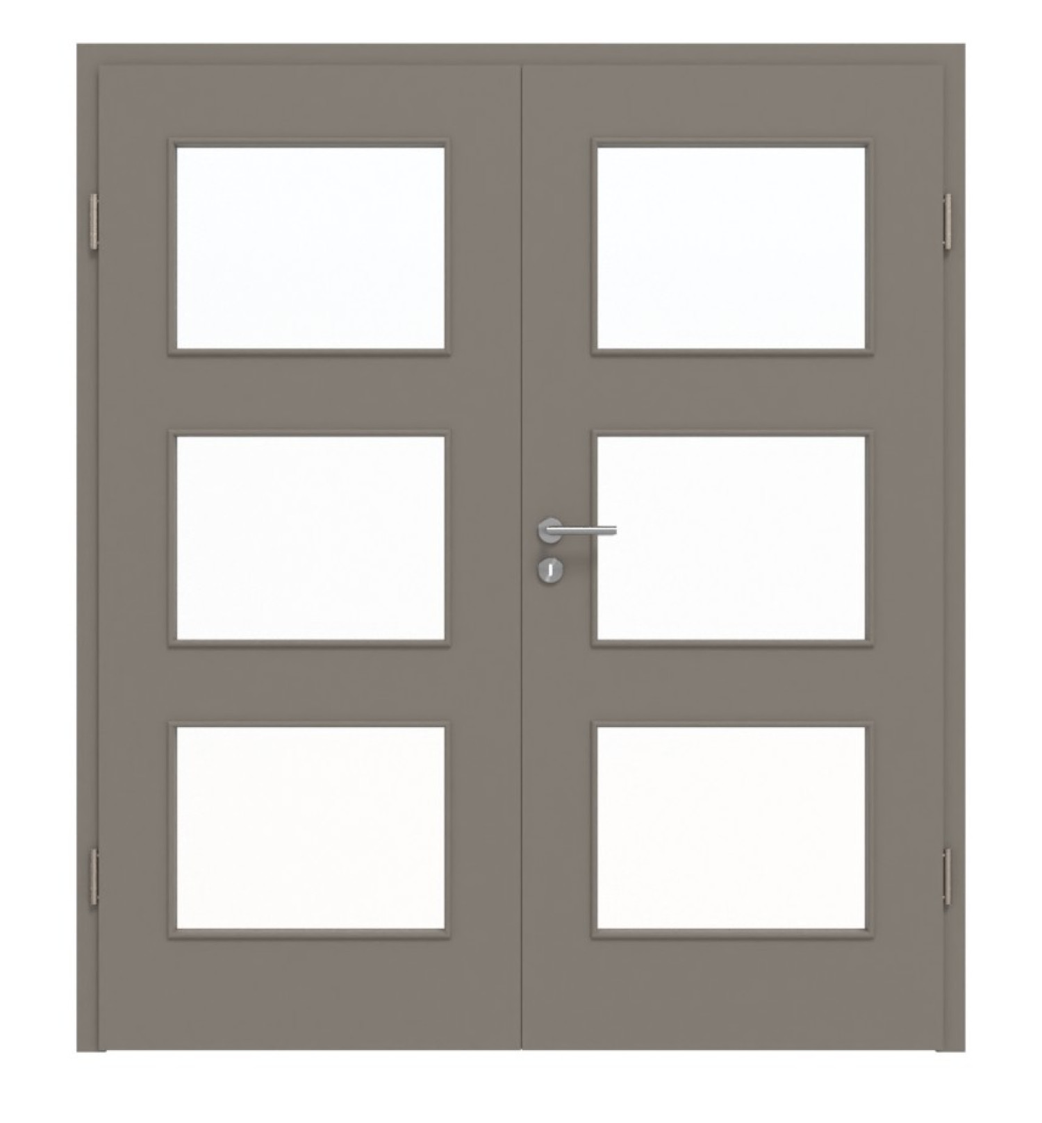 Frontansicht von Doppelflügeltür LA 11 Basic Taupe RAL 7048 Lack inkl. Zarge - Huga