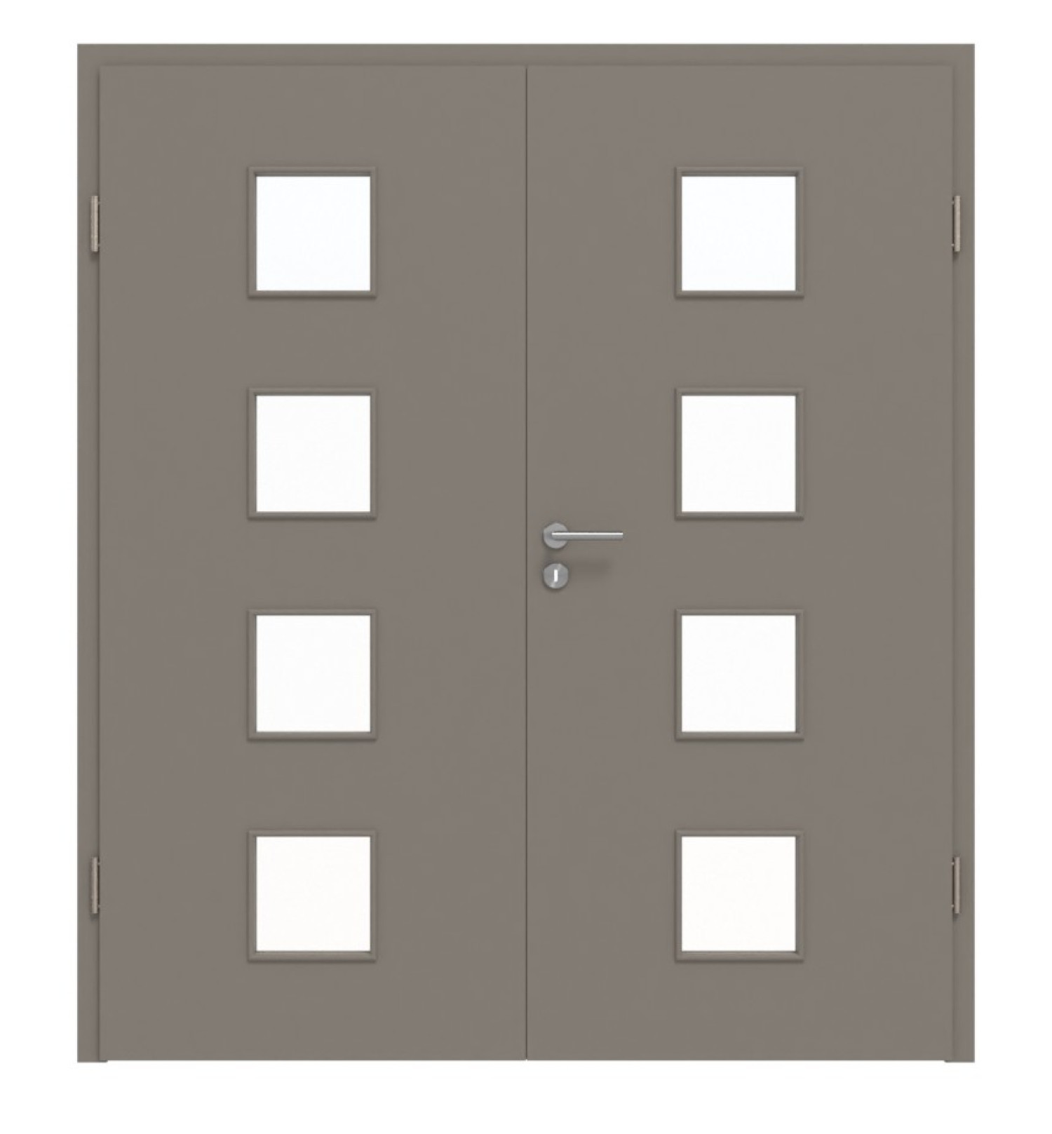 Frontansicht von Doppelflügeltür LA 14 Basic Taupe RAL 7048 Lack inkl. Zarge - Huga