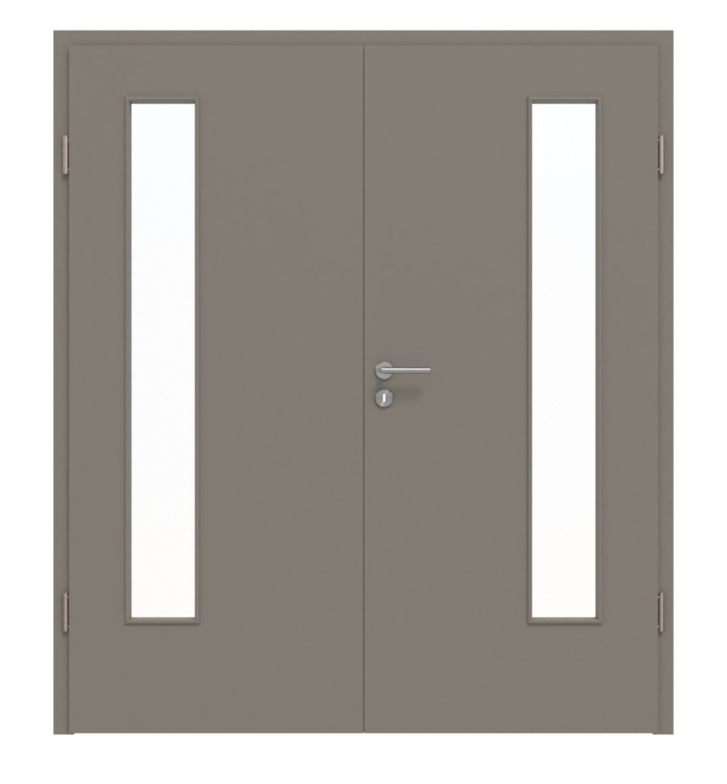HÖRMANN Doppelflügeltür Taupe RAL 7048 Lack ProLine mit Lichtausschnitt LA-24 bandseitig mit Zarge