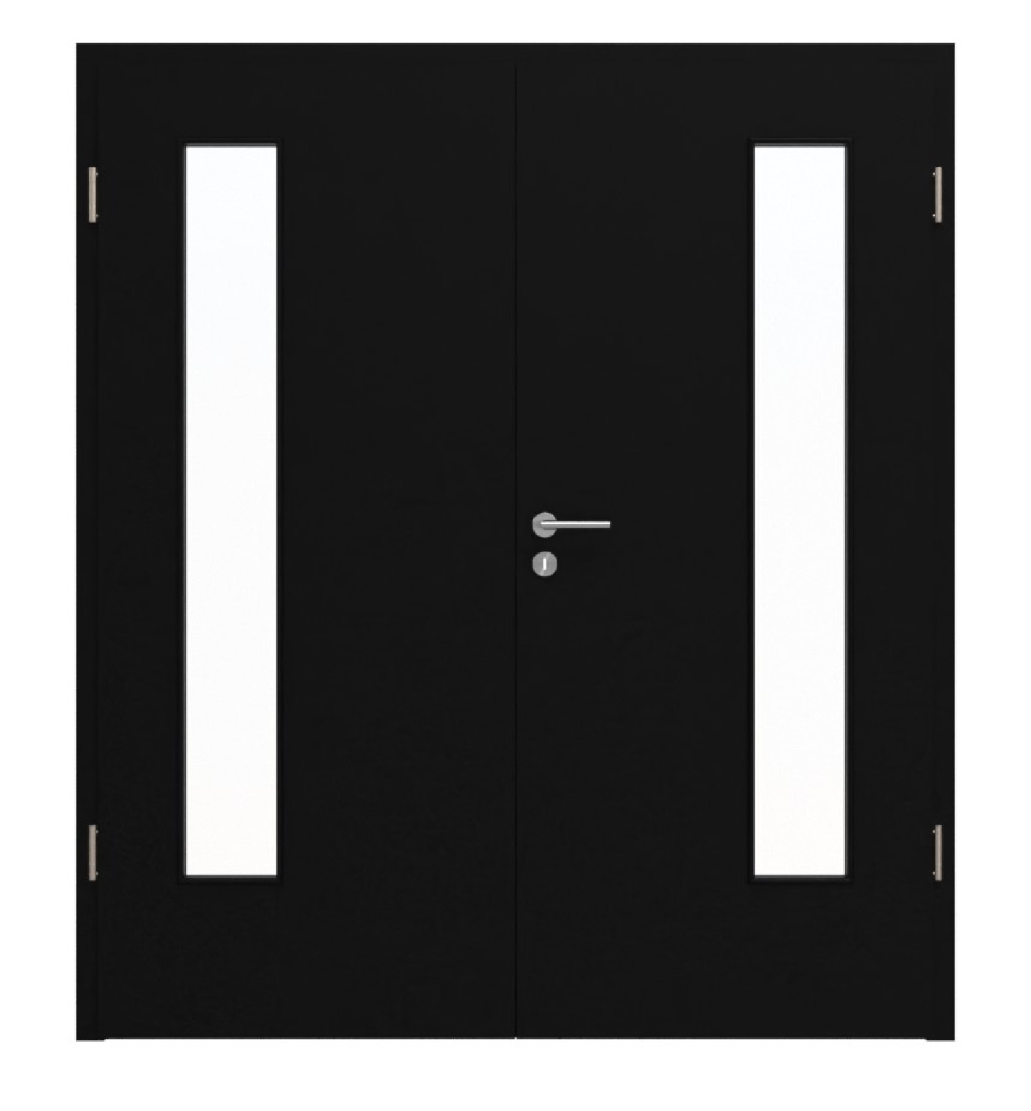 Frontansicht von Doppelflügeltür LA-24 bandseitig BaseLine Schwarz RAL 9005 Lack inkl. Zarge - Hörmann