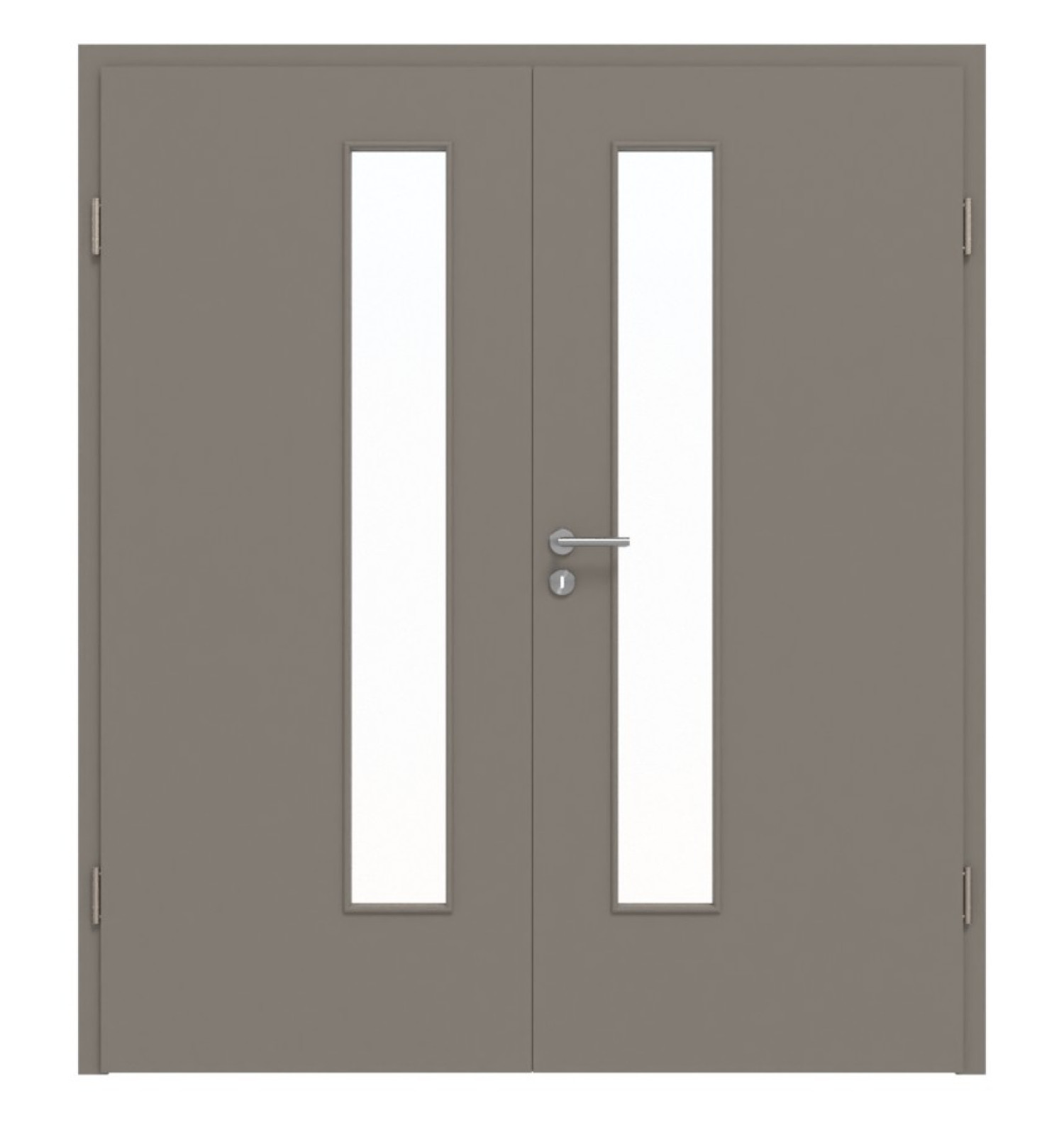 Frontansicht von Doppelflügeltür LA 24 schlossseitig Basic Taupe RAL 7048 Lack inkl. Zarge - Huga