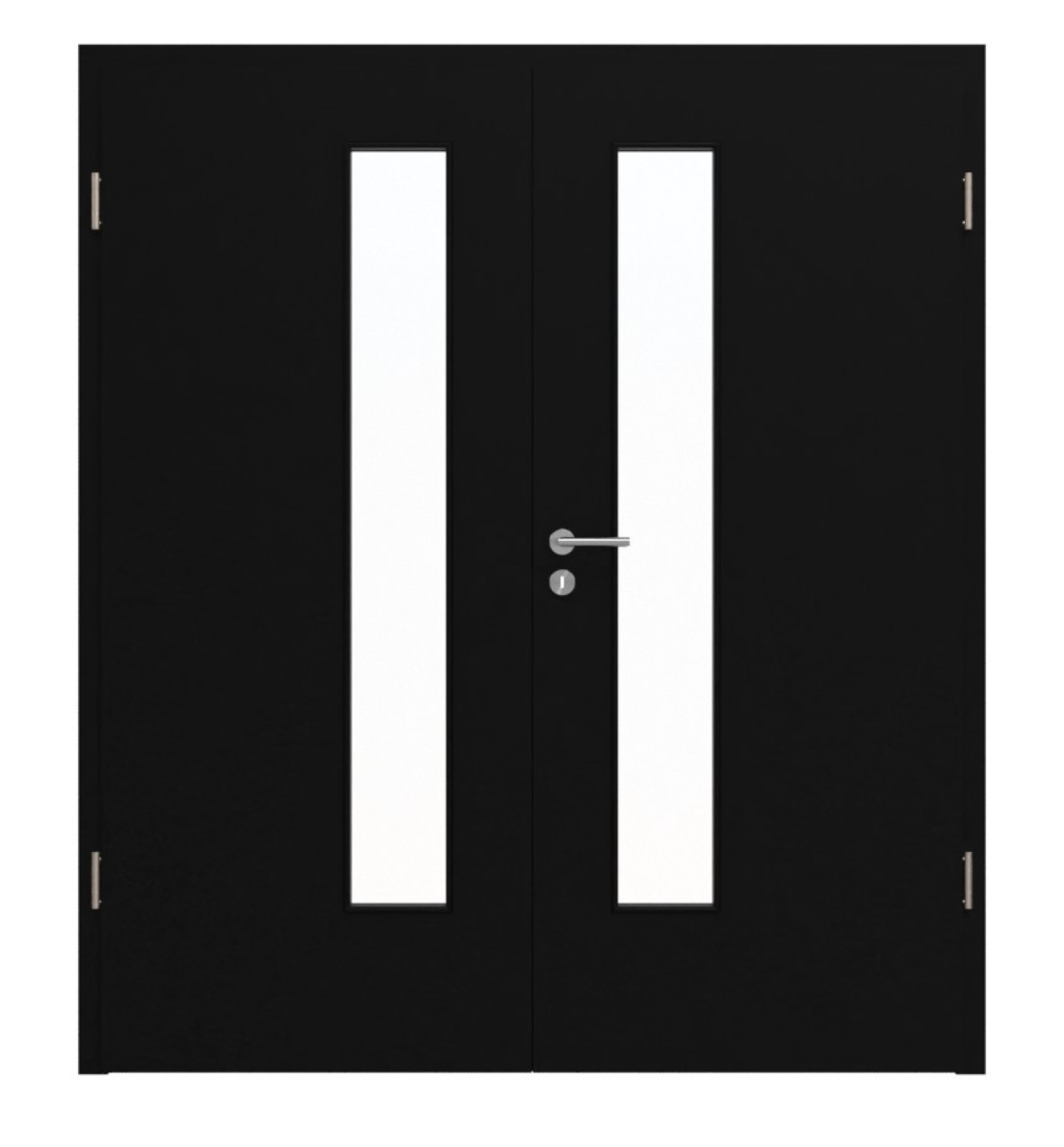 Frontansicht von Doppelflügeltür LA-24 schlossseitig BaseLine Schwarz RAL 9005 Lack inkl. Zarge - Hörmann