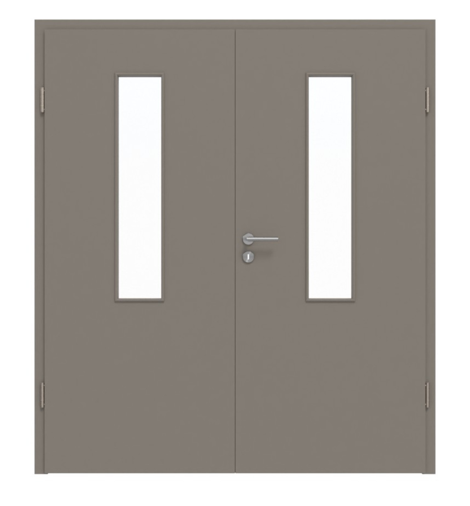 HÖRMANN Doppelflügeltür Taupe RAL 7048 Lack ProLine mit Lichtausschnitt LA-4 mittig mit Zarge