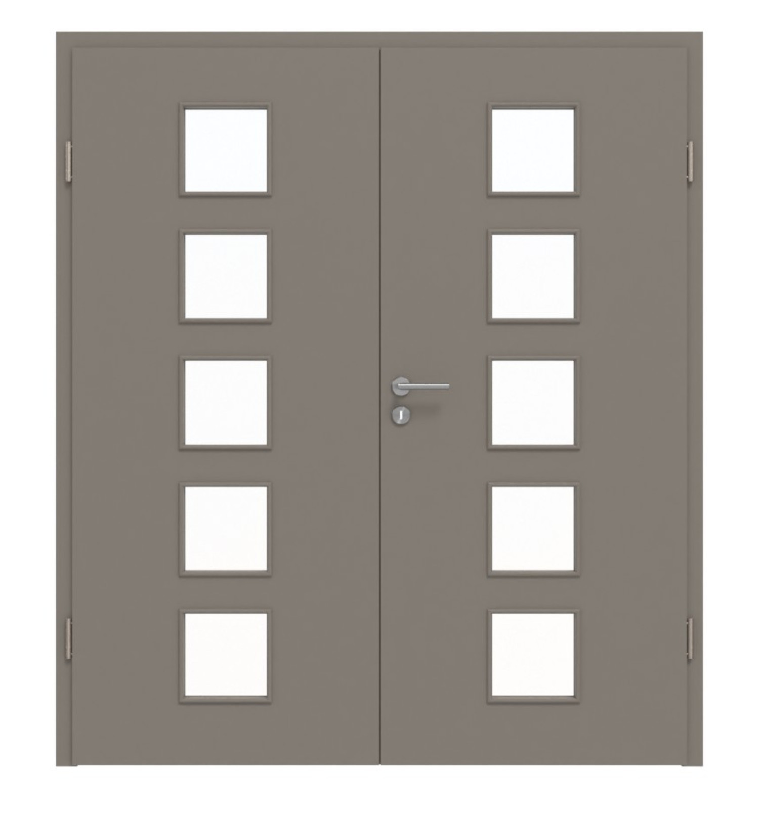Frontansicht von Doppelflügeltür LA 5 Basic Taupe RAL 7048 Lack inkl. Zarge - Huga