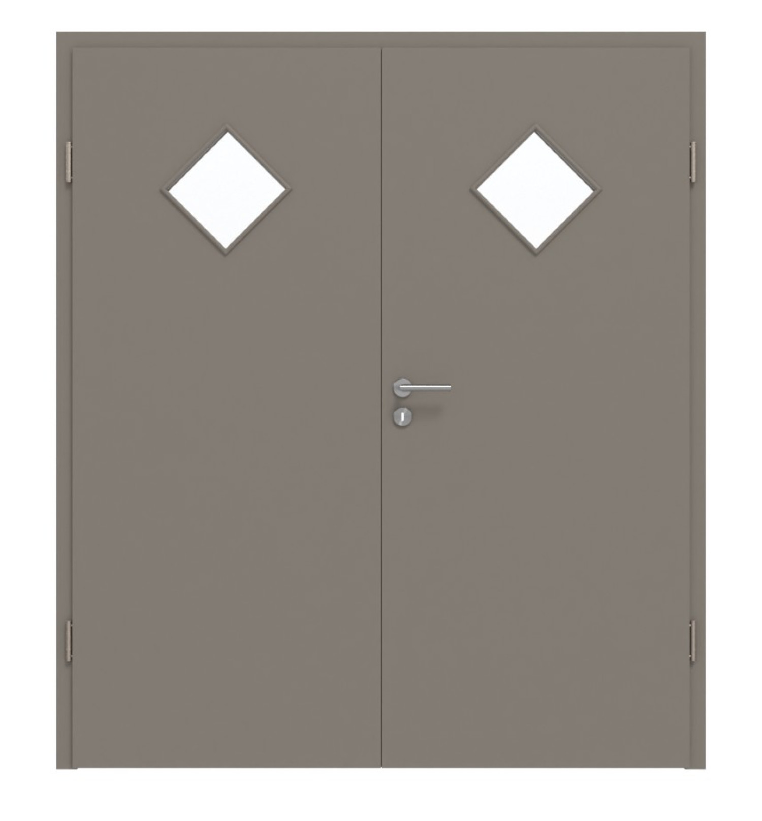 HÖRMANN Doppelflügeltür Taupe RAL 7048 Lack ProLine mit Lichtausschnitt LA-6 Raute mit Zarge
