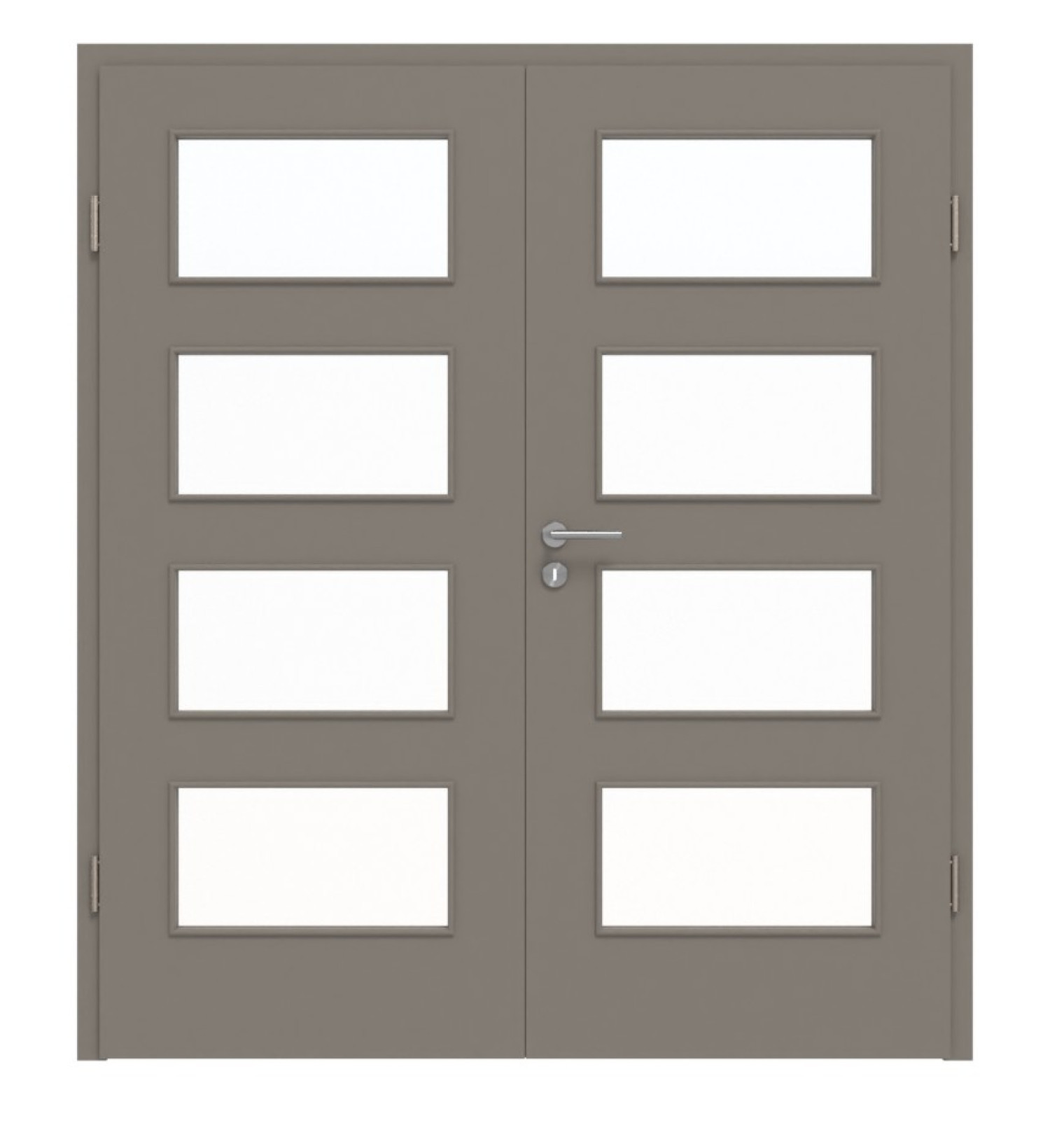 HÖRMANN Doppelflügeltür Taupe RAL 7048 Lack ProLine mit Lichtausschnitt LA-9 mit Zarge