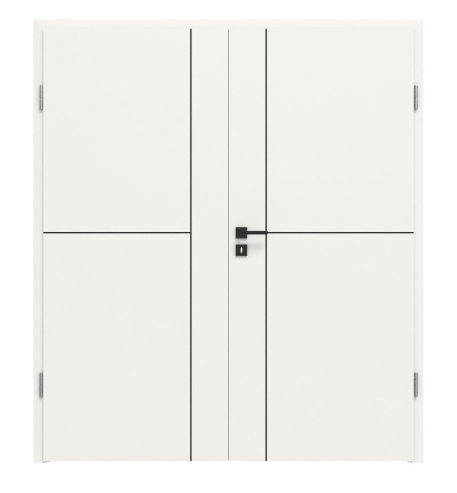 Doppelflügeltür Linea Black M23 Weißlack RAL 9016 mit Zarge