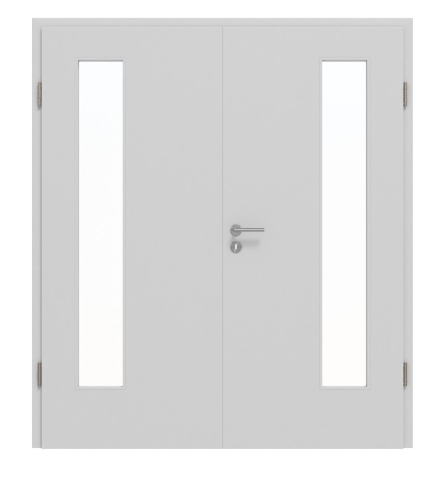 JELD-WEN Doppelflügeltür Classic Nickelgrau ähnl. RAL 7047 ExpertLack mit Lichtausschnitt LÖ-72 bandseitig mit Zarge