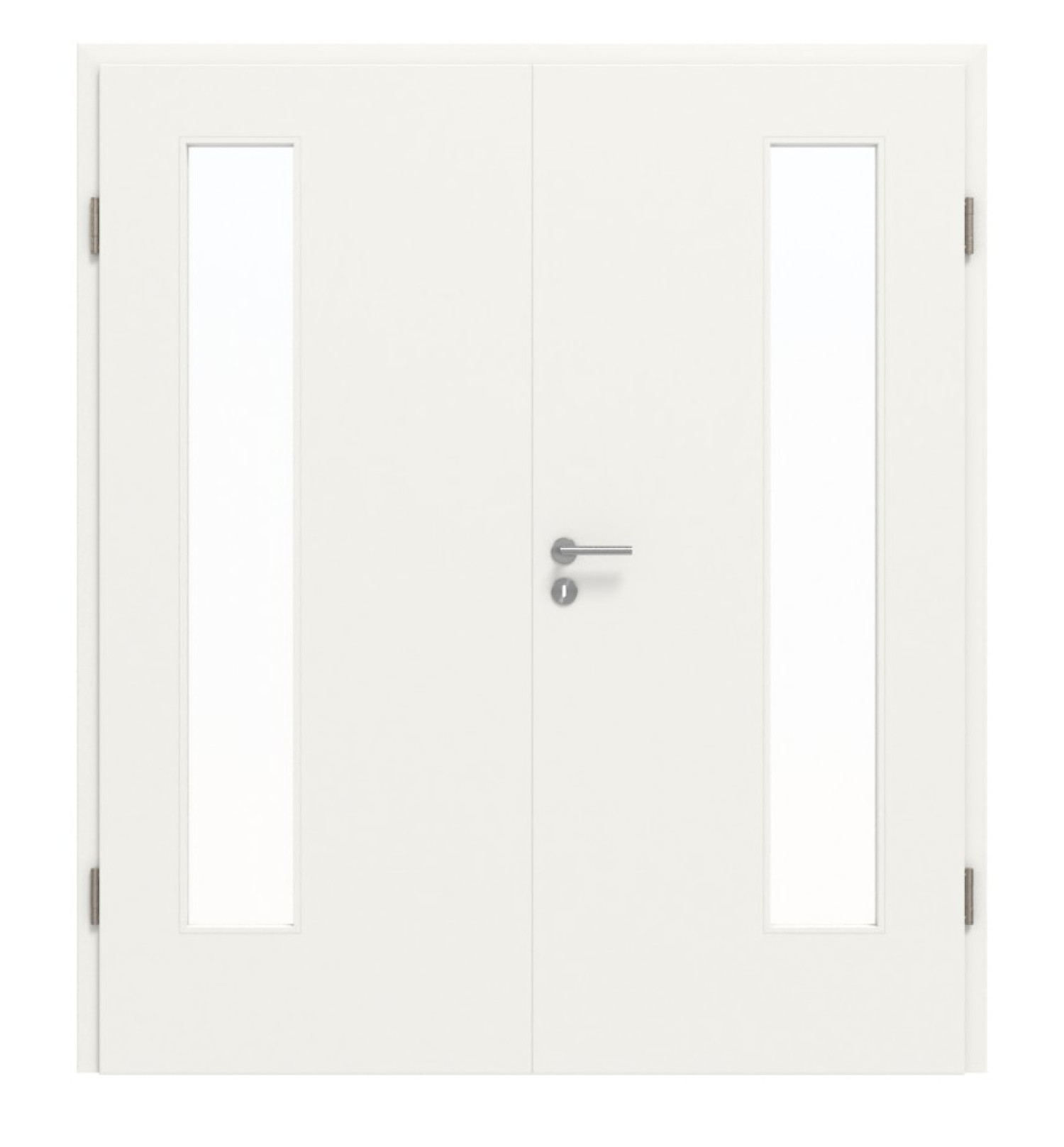 JELD-WEN Doppelflügeltür Classic Brillantweiß ähnl. RAL 9016 ExpertLack mit Lichtausschnitt LÖ-72 bandseitig mit Zarge