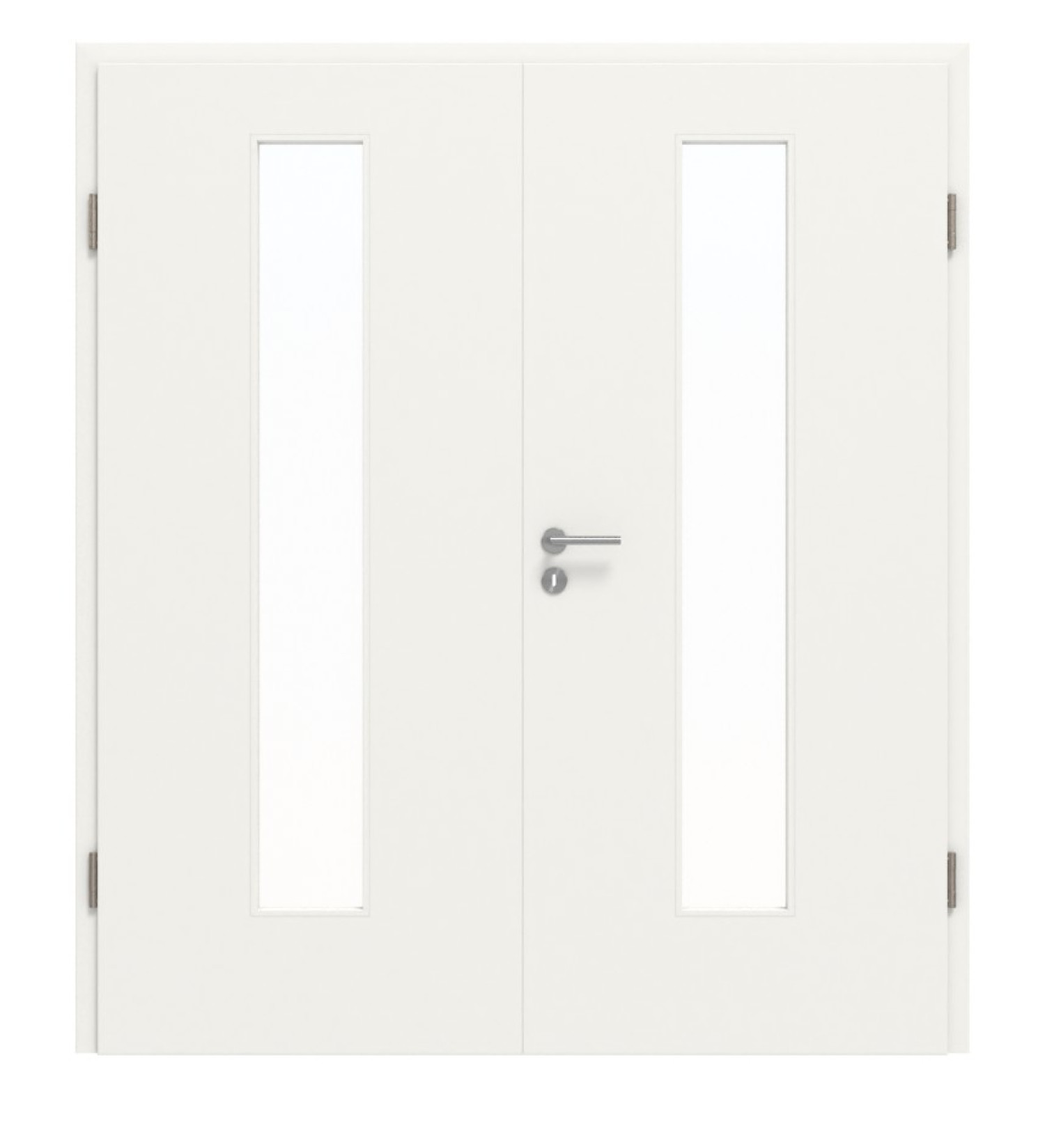 JELD-WEN Doppelflügeltür Classic Brillantweiß ähnl. RAL 9016 ExpertLack mit Lichtausschnitt LÖ-72 mittig mit Zarge