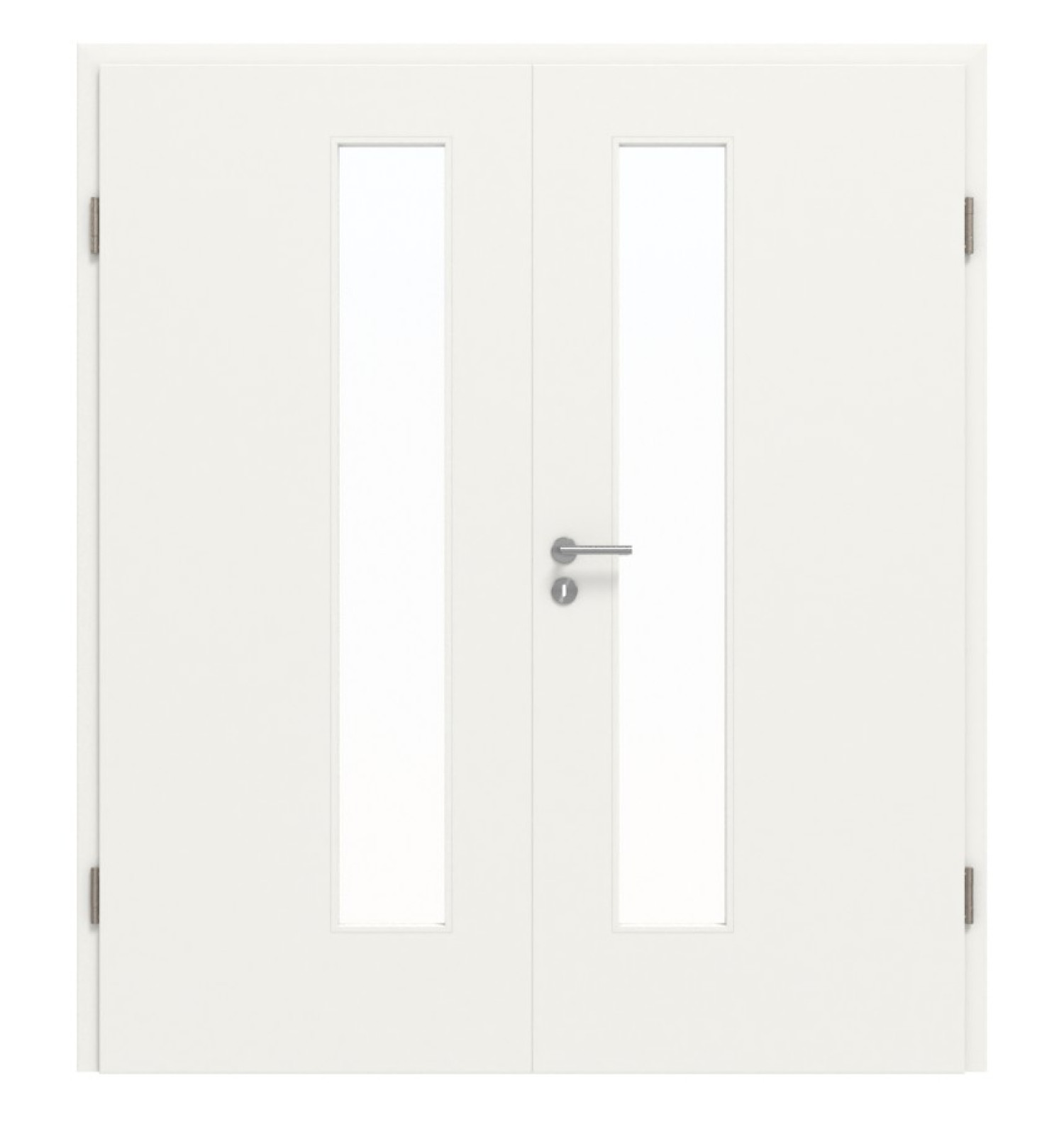 JELD-WEN Doppelflügeltür Classic Brillantweiß ähnl. RAL 9016 ExpertLack mit Lichtausschnitt LÖ-72 schlossseitig mit Zarge
