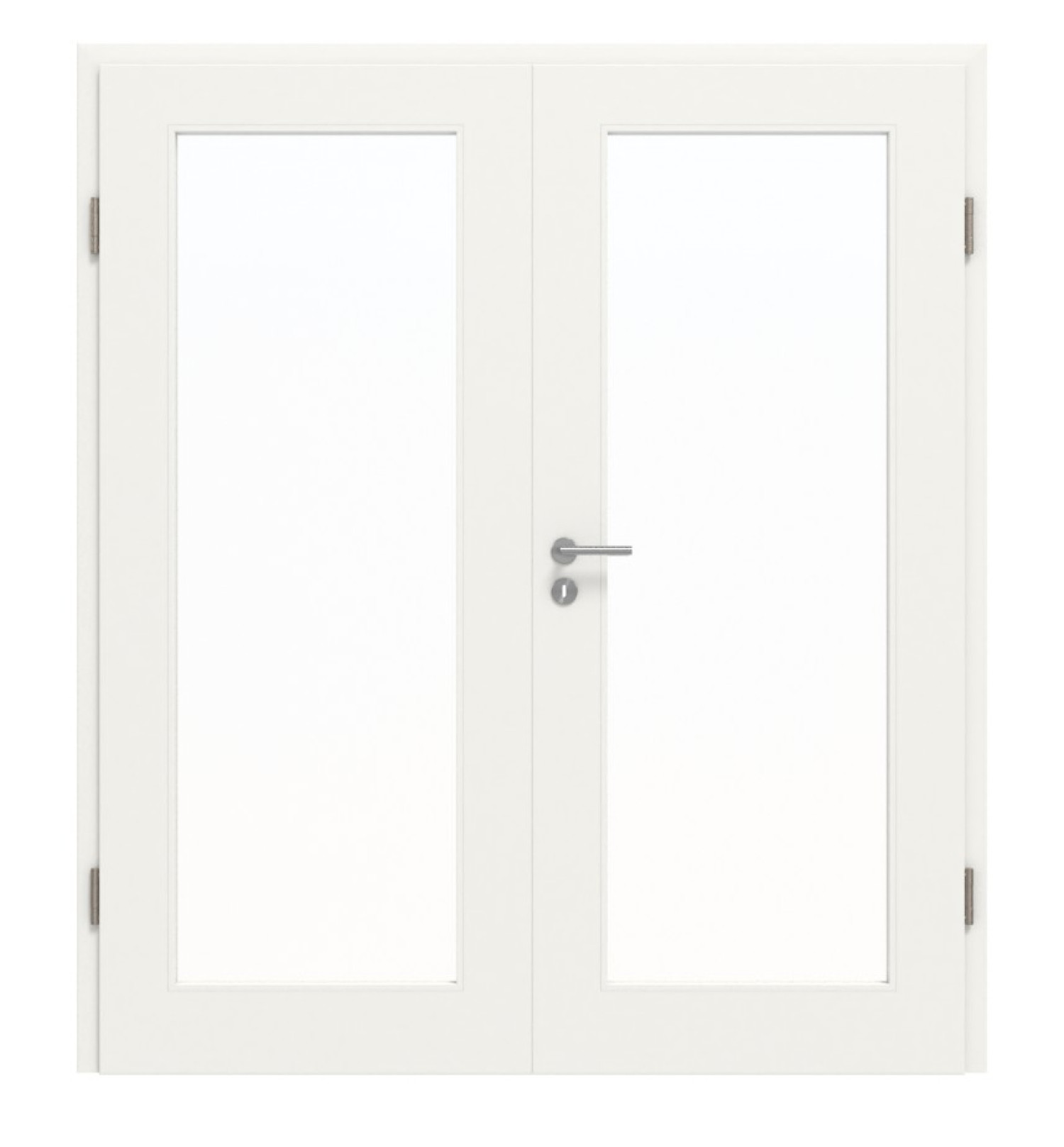 JELD-WEN Doppelflügeltür Contour 1F Brillantweiß ähnl. RAL 9016 ExpertLack mit Lichtausschnitt LA-1G mit Zarge