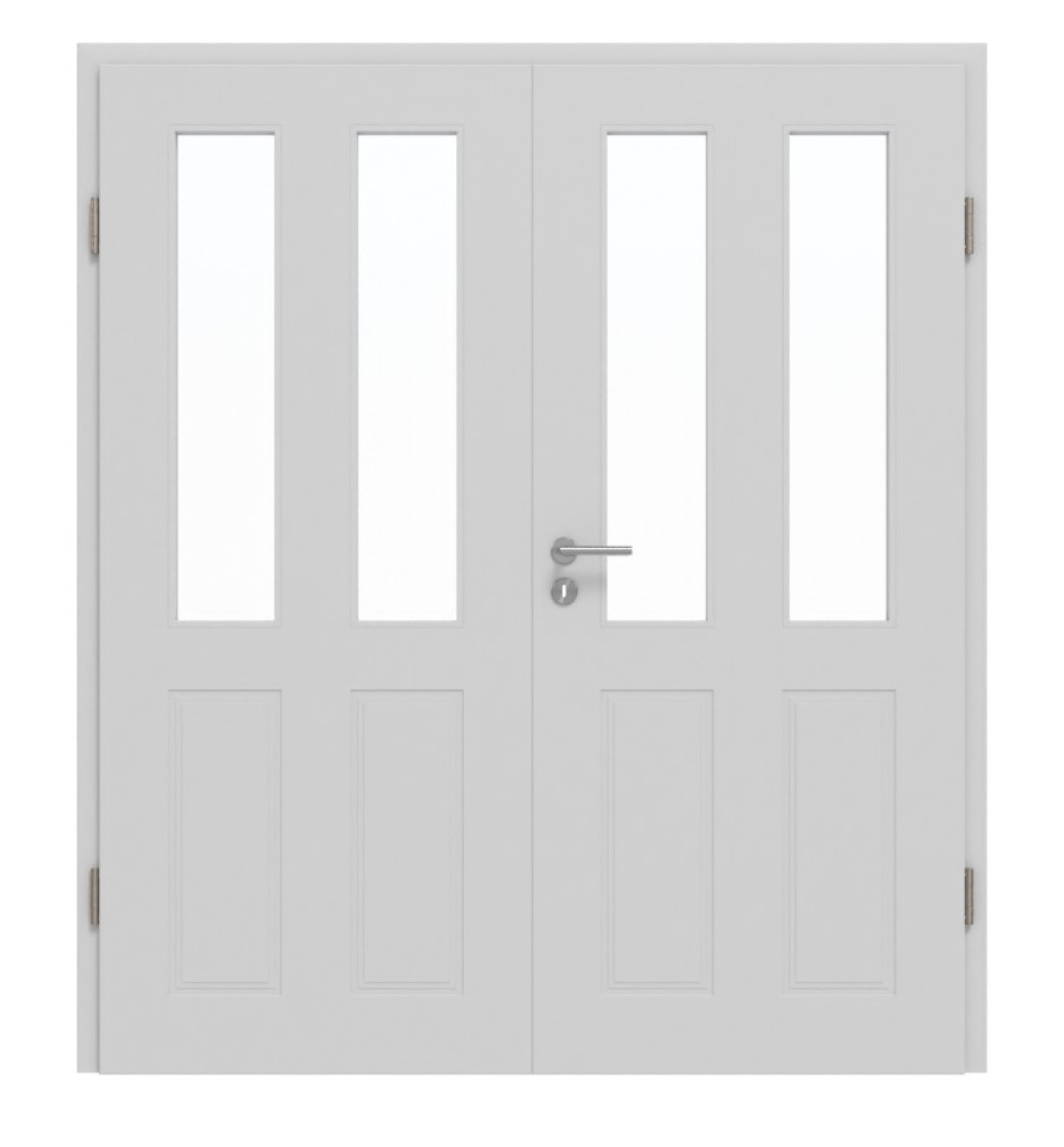 JELD-WEN Doppelflügeltür Contour 4F Nickelgrau ähnl. RAL 7047 ExpertLack mit Lichtausschnitt LA-2G mit Zarge
