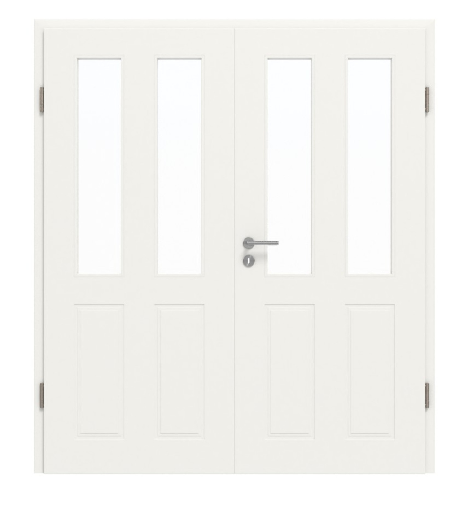 JELD-WEN Doppelflügeltür Contour 4F Brillantweiß ähnl. RAL 9016 ExpertLack mit Lichtausschnitt LA-2G mit Zarge
