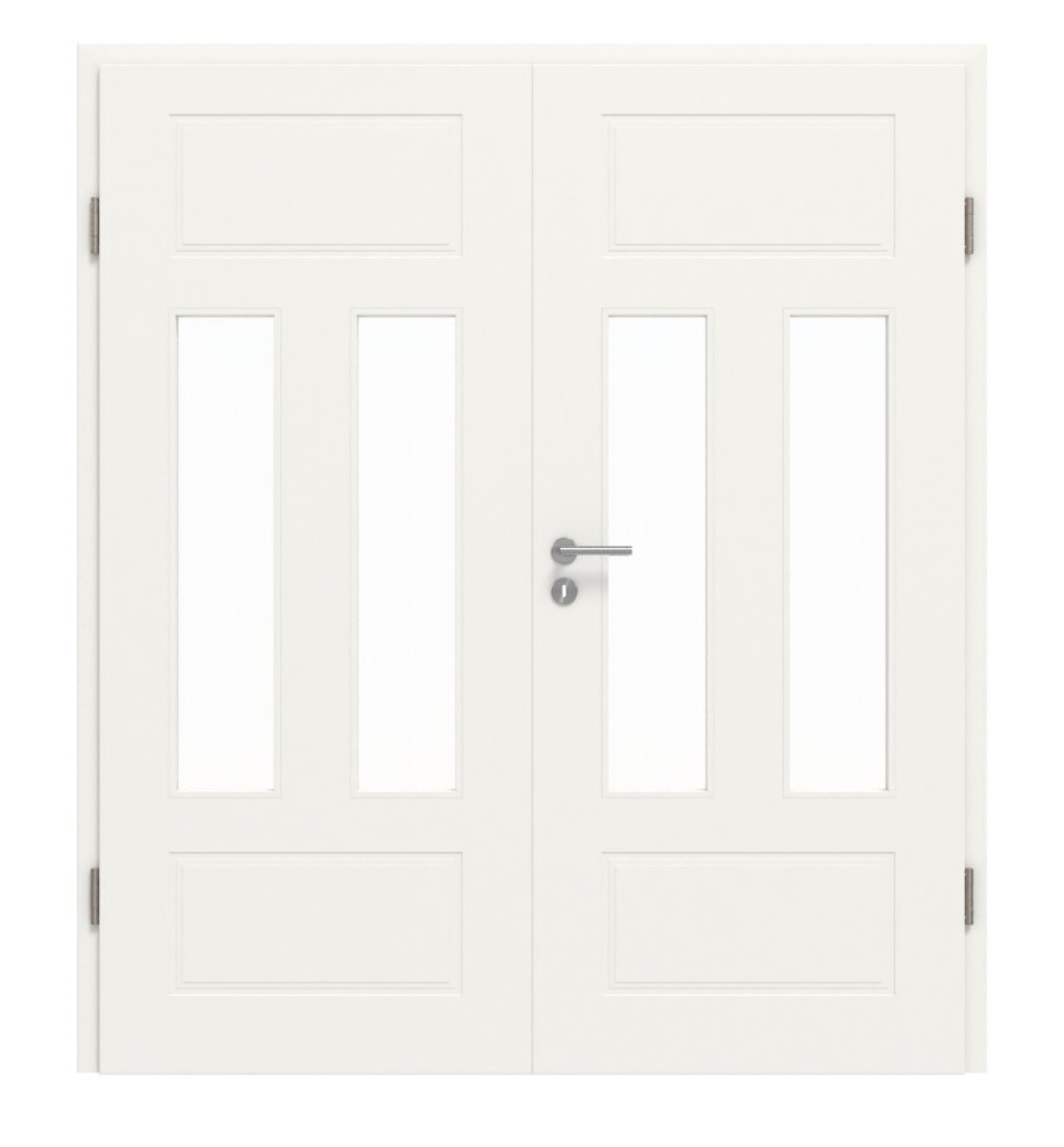 JELD-WEN Doppelflügeltür Contour 4FS Brillantweiß ähnl. RAL 9016 ExpertLack mit Lichtausschnitt LA-2G mit Zarge