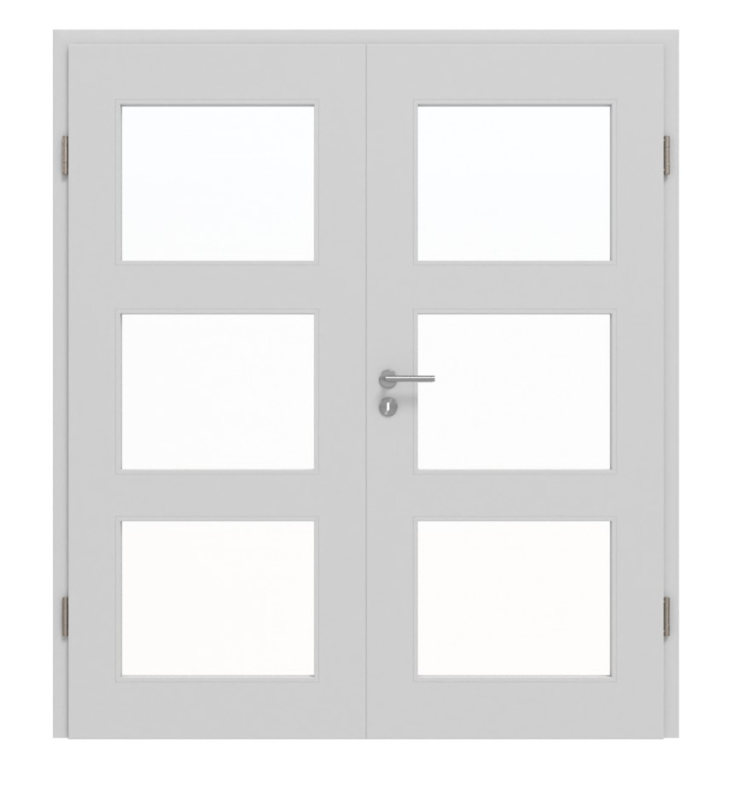 JELD-WEN Doppelflügeltür Contour 3FG Nickelgrau ähnl. RAL 7047 ExpertLack mit Lichtausschnitt LA-3G mit Zarge