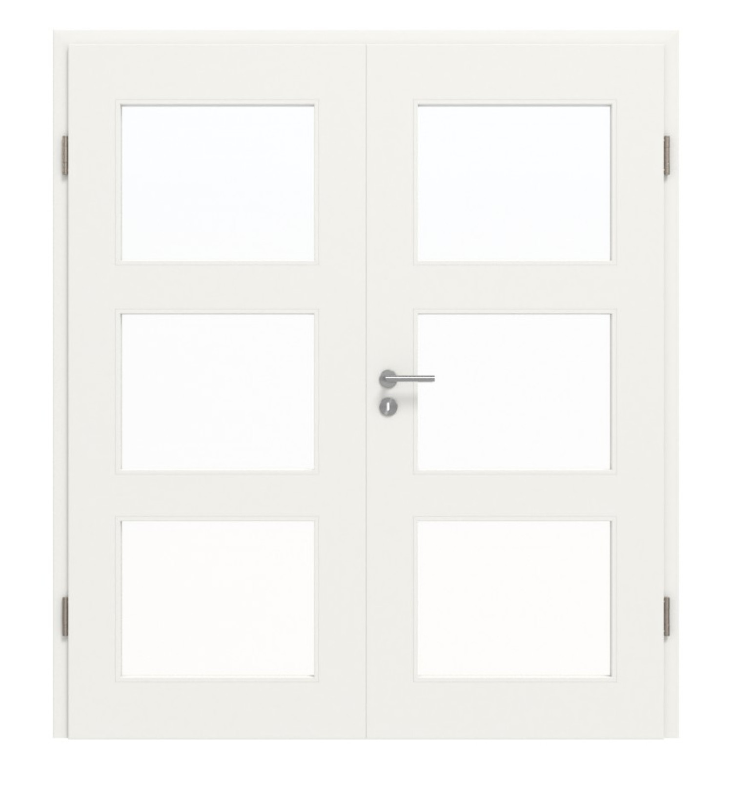 JELD-WEN Doppelflügeltür Contour 3FG Brillantweiß ähnl. RAL 9016 ExpertLack mit Lichtausschnitt LA-3G mit Zarge