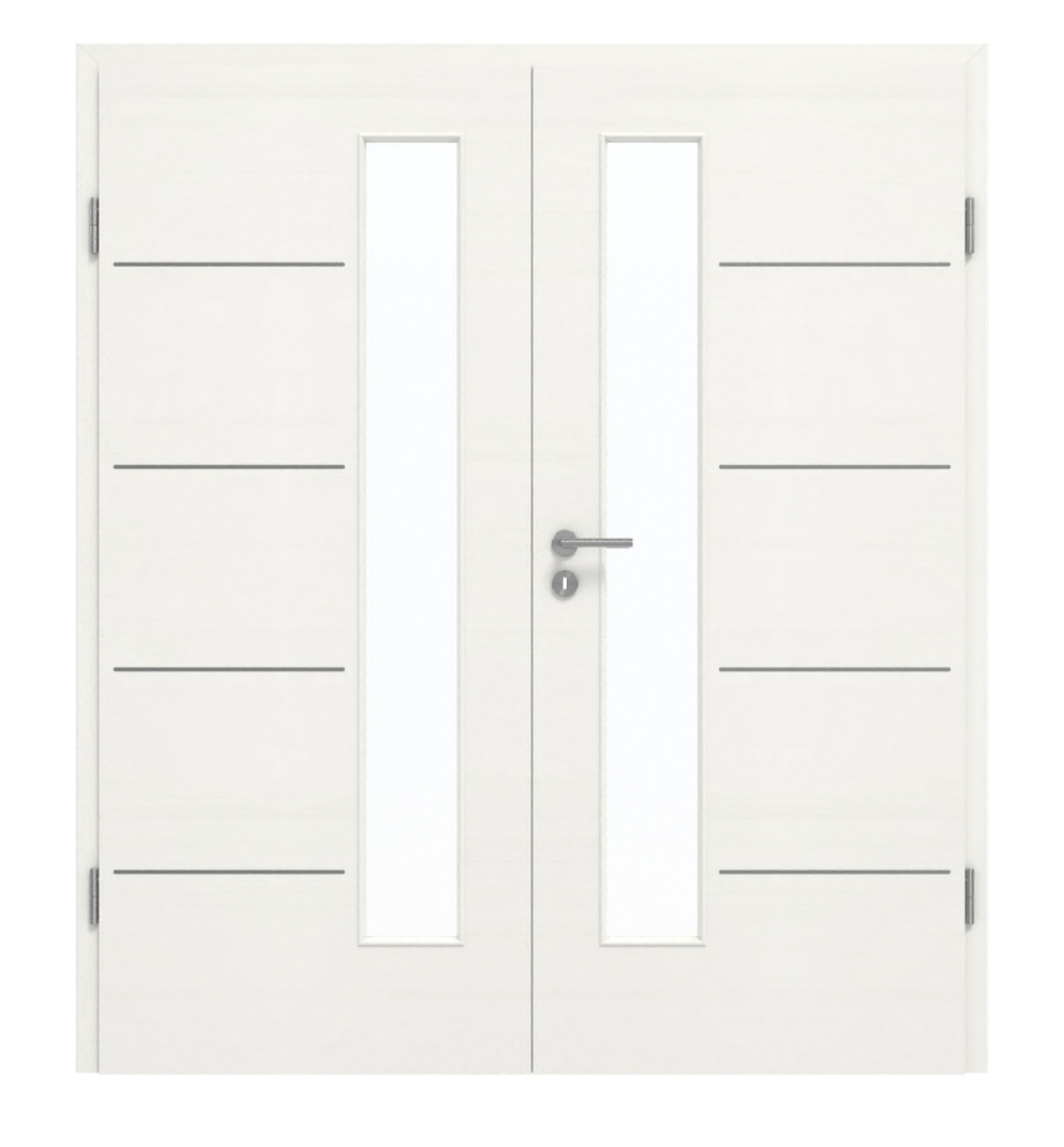 GARANT Doppelflügeltür Corona 734 Quer Authentic Bianco CePaL mit Lichtausschnitt LA-4 schlossseitig mit Zarge