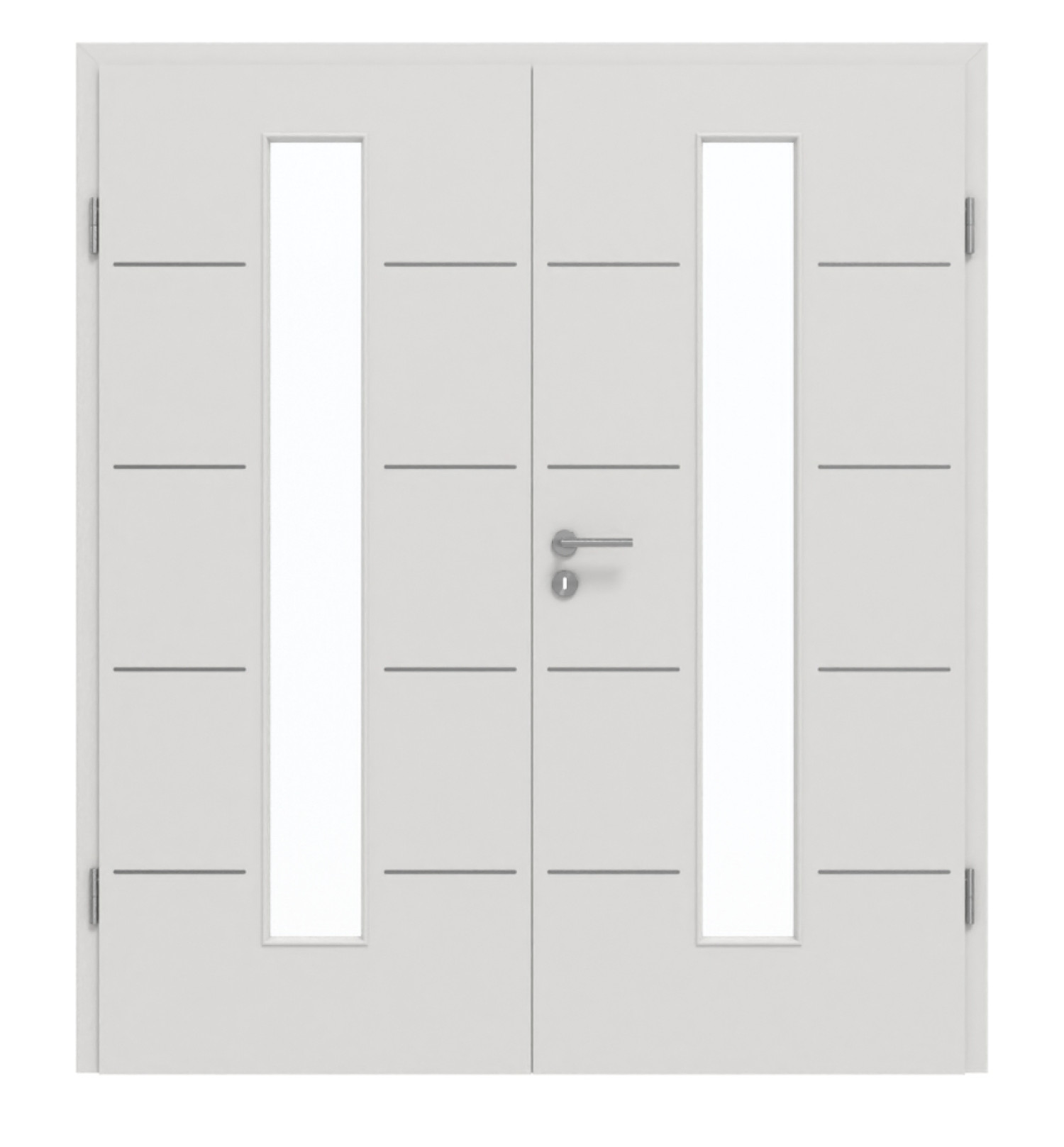 GARANT Doppelflügeltür Corona 830 Silver Grey CePaL mit Lichtausschnitt LA-4 mittig mit Zarge