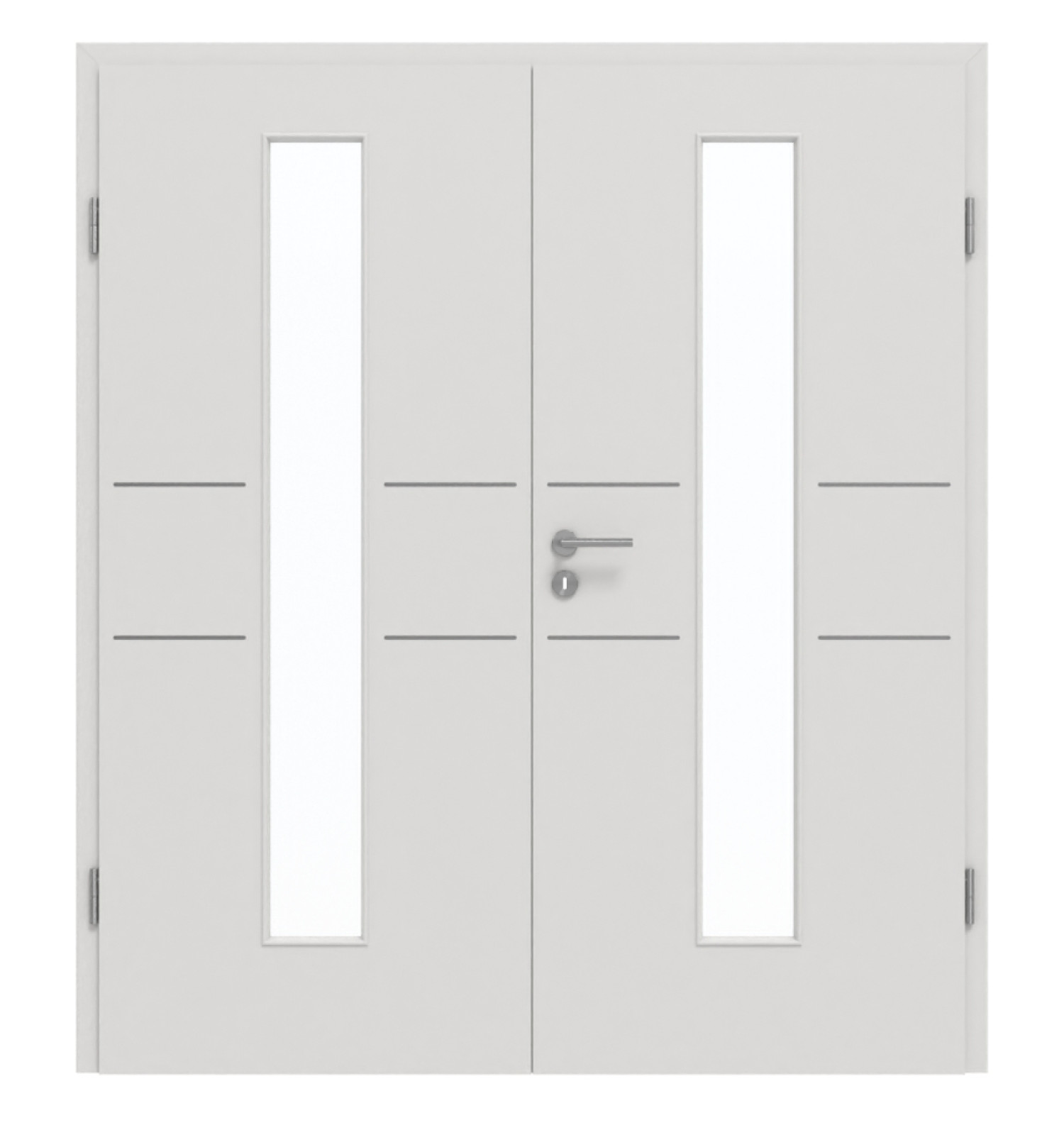 GARANT Doppelflügeltür Corona 832 Silver Grey CePaL mit Lichtausschnitt LA-4 mittig mit Zarge