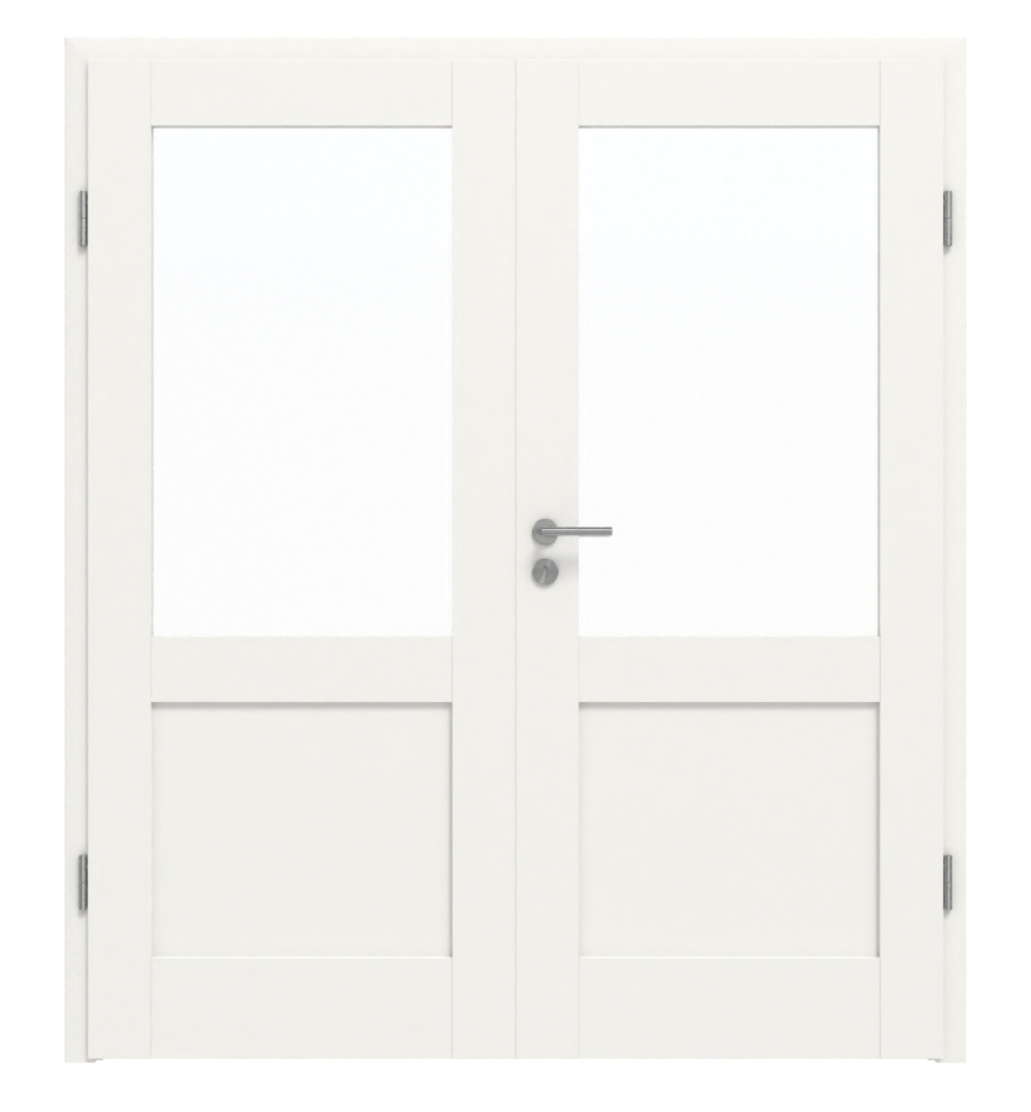 Frontansicht von Coso 20 LA-01 Weißlack RAL 9016 Premium Doppelflügeltür inkl. Zarge