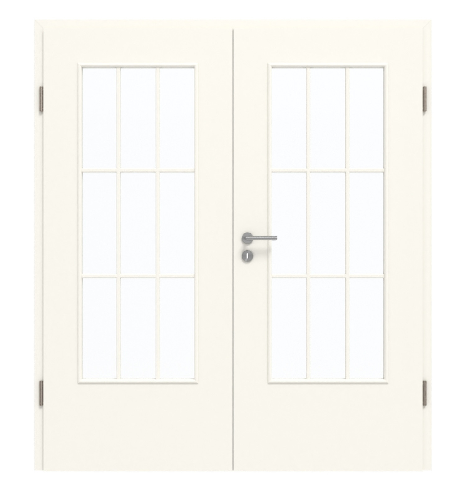 GARANT Doppelflügeltür inkl. Zarge 0105-60 Pearl White CePaL mit Lichtausschnitt LA-DIN Sprosse SP2
