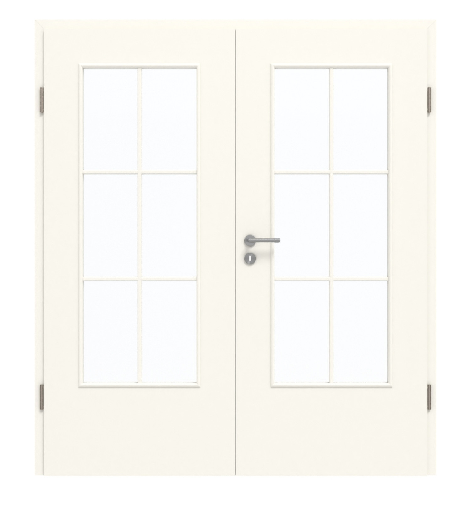 GARANT Doppelflügeltür inkl. Zarge 0105-60 Pearl White CePaL mit Lichtausschnitt LA-DIN Sprosse SP4