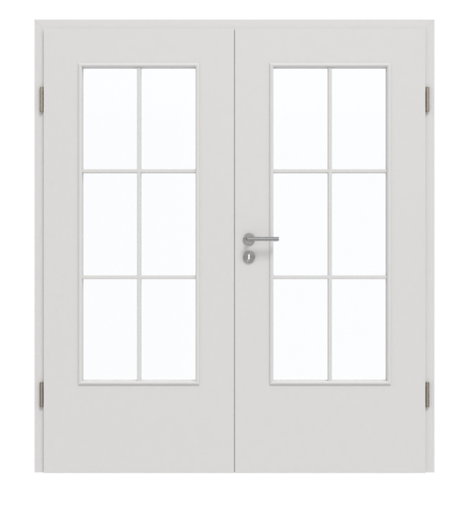GARANT Doppelflügeltür inkl. Zarge 0160-60 Silver Grey CePaL mit Lichtausschnitt LA-DIN Sprosse SP4