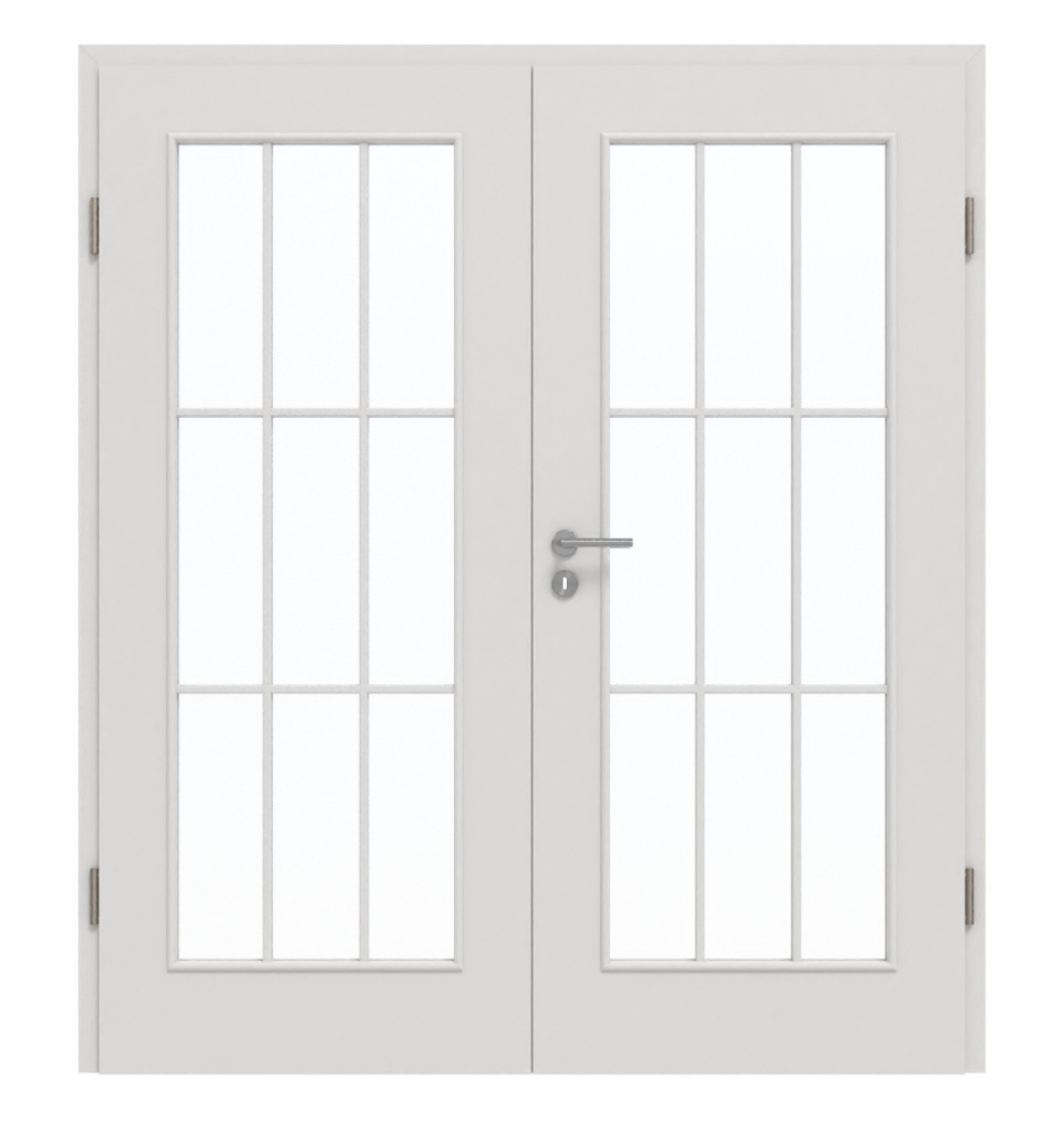 GARANT Doppelflügeltür inkl. Zarge 0160-60 Silver Grey CePaL mit Lichtausschnitt LA-2 Sprosse SP2
