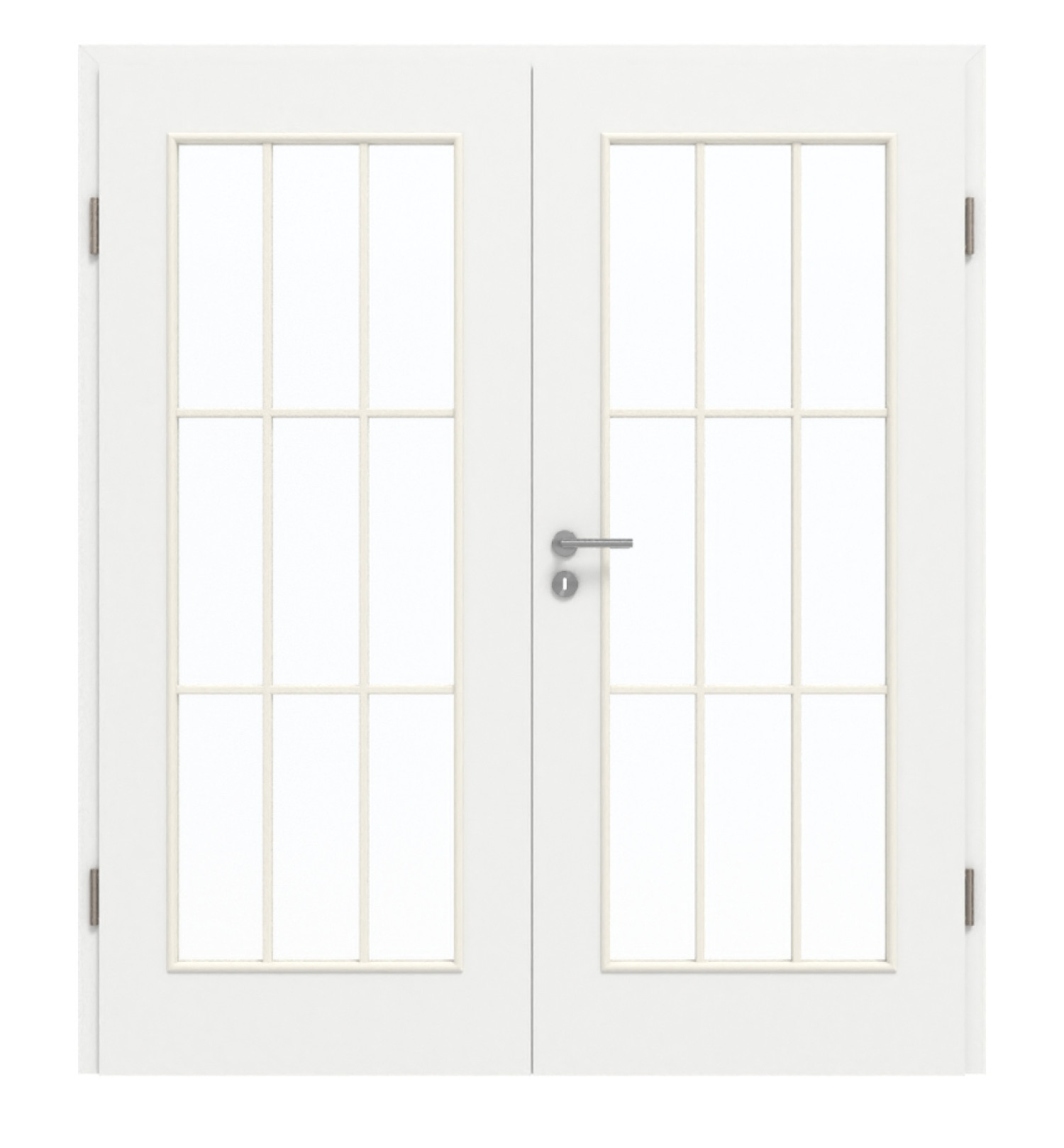 GARANT Doppelflügeltür inkl. Zarge D354-60 Designer White Resopal mit Lichtausschnitt LA-2 Sprosse SP2
