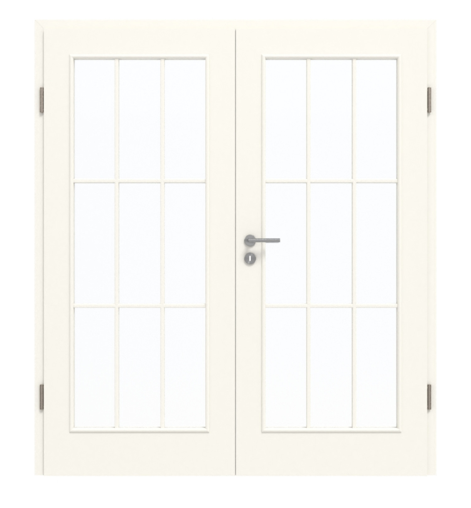 GARANT Doppelflügeltür inkl. Zarge 0105-60 Pearl White CePaL mit Lichtausschnitt LA-3 Sprosse SP2