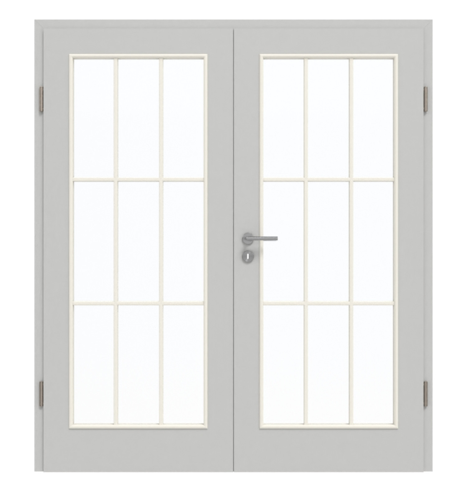 GARANT Doppelflügeltür inkl. Zarge D92-60 Dove Grey Resopal mit Lichtausschnitt LA-3 Sprosse SP2