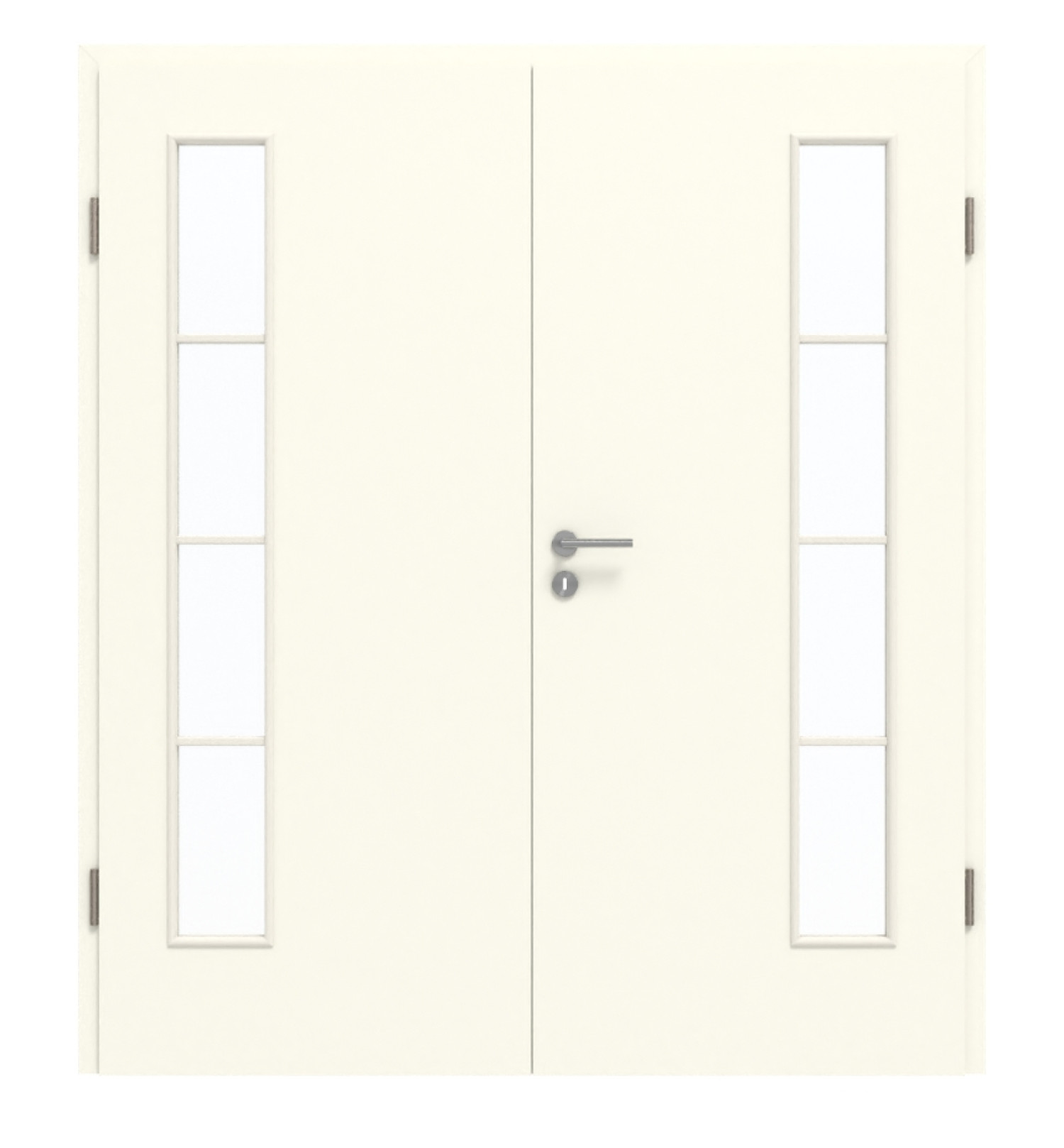 GARANT Doppelflügeltür inkl. Zarge W980ST15 Platinweiß GHK08 mit Lichtausschnitt LA-4 bandseitig Sprosse SP10