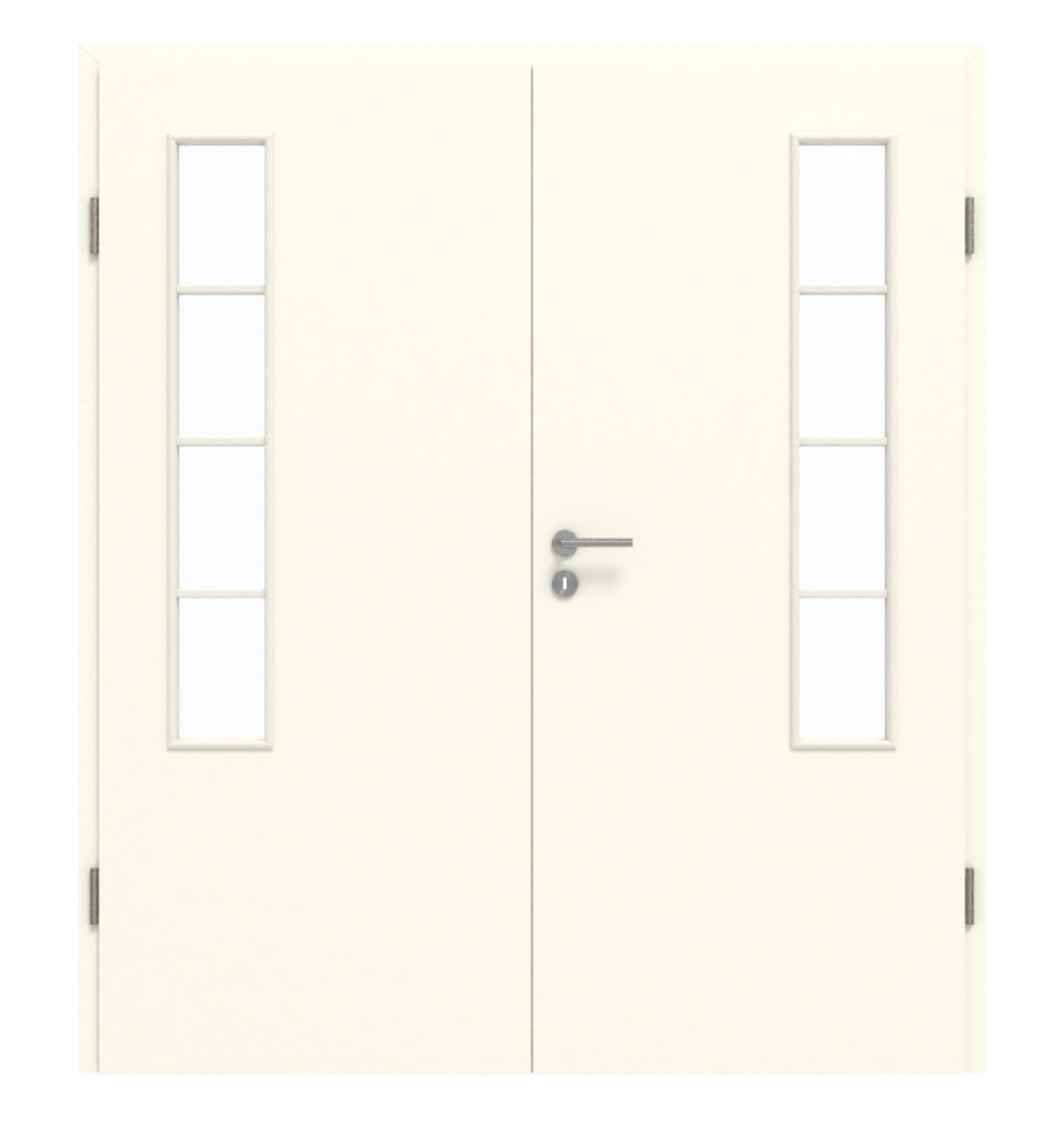 GARANT Doppelflügeltür inkl. Zarge W980ST15 Platinweiß GHK08 mit Lichtausschnitt LA-5 bandseitig Sprosse SP10