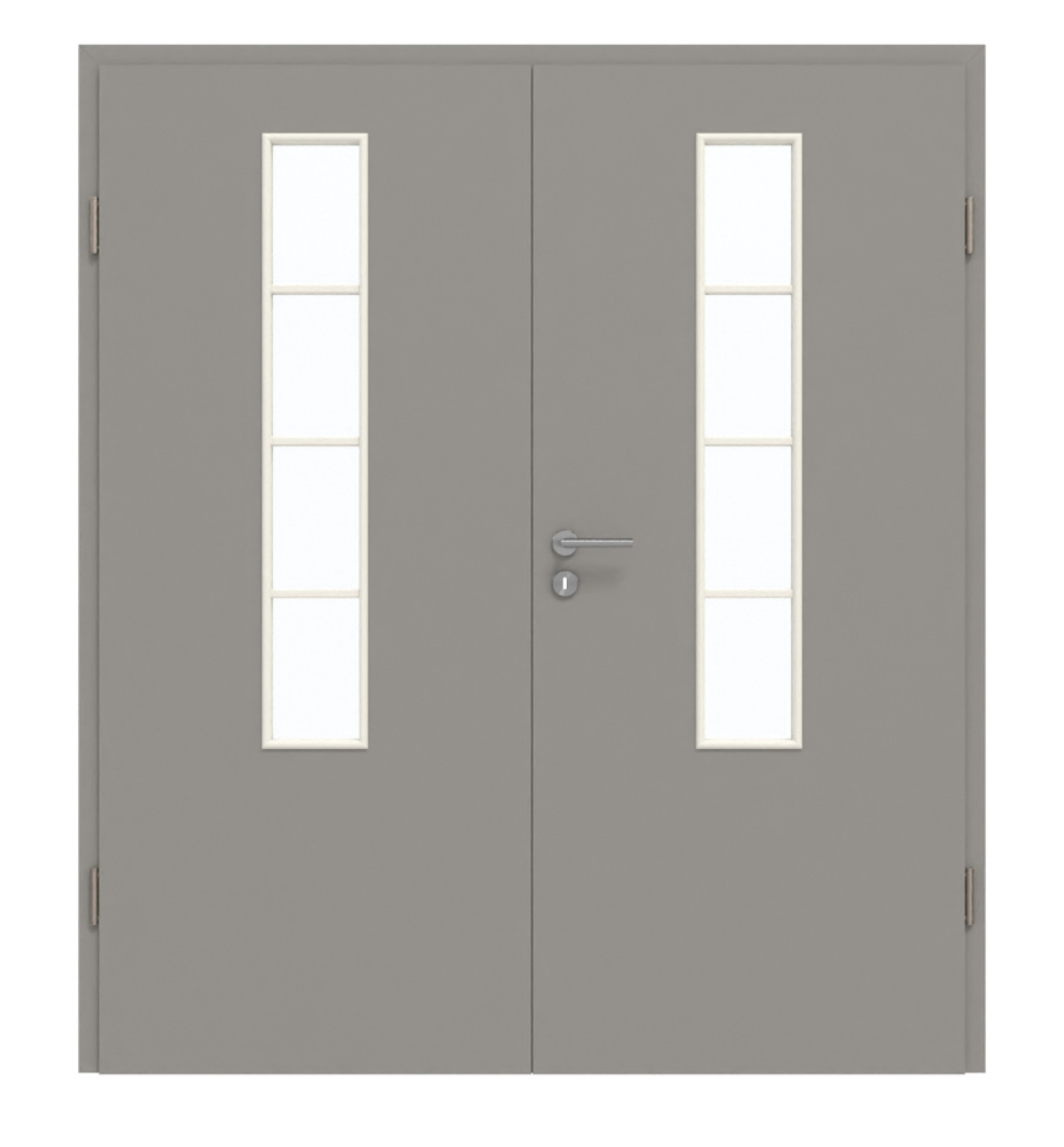 GARANT Doppelflügeltür inkl. Zarge U12115SD Platingrau GHK08 mit Lichtausschnitt LA-5 schlossseitig Sprosse SP10