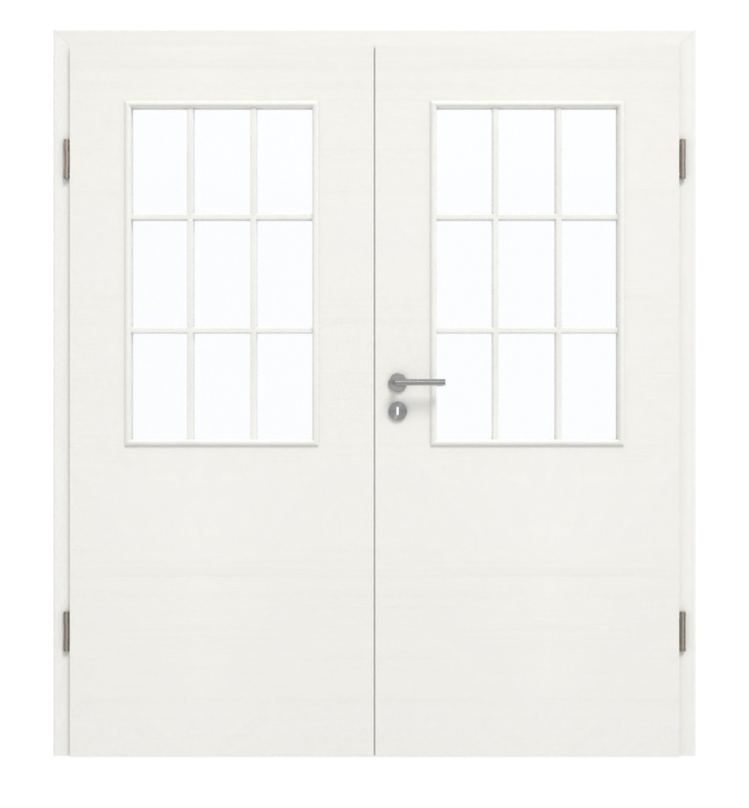 GARANT Doppelflügeltür inkl. Zarge Quer Authentic Bianco CePaL mit Lichtausschnitt LA-6 Sprosse SP2