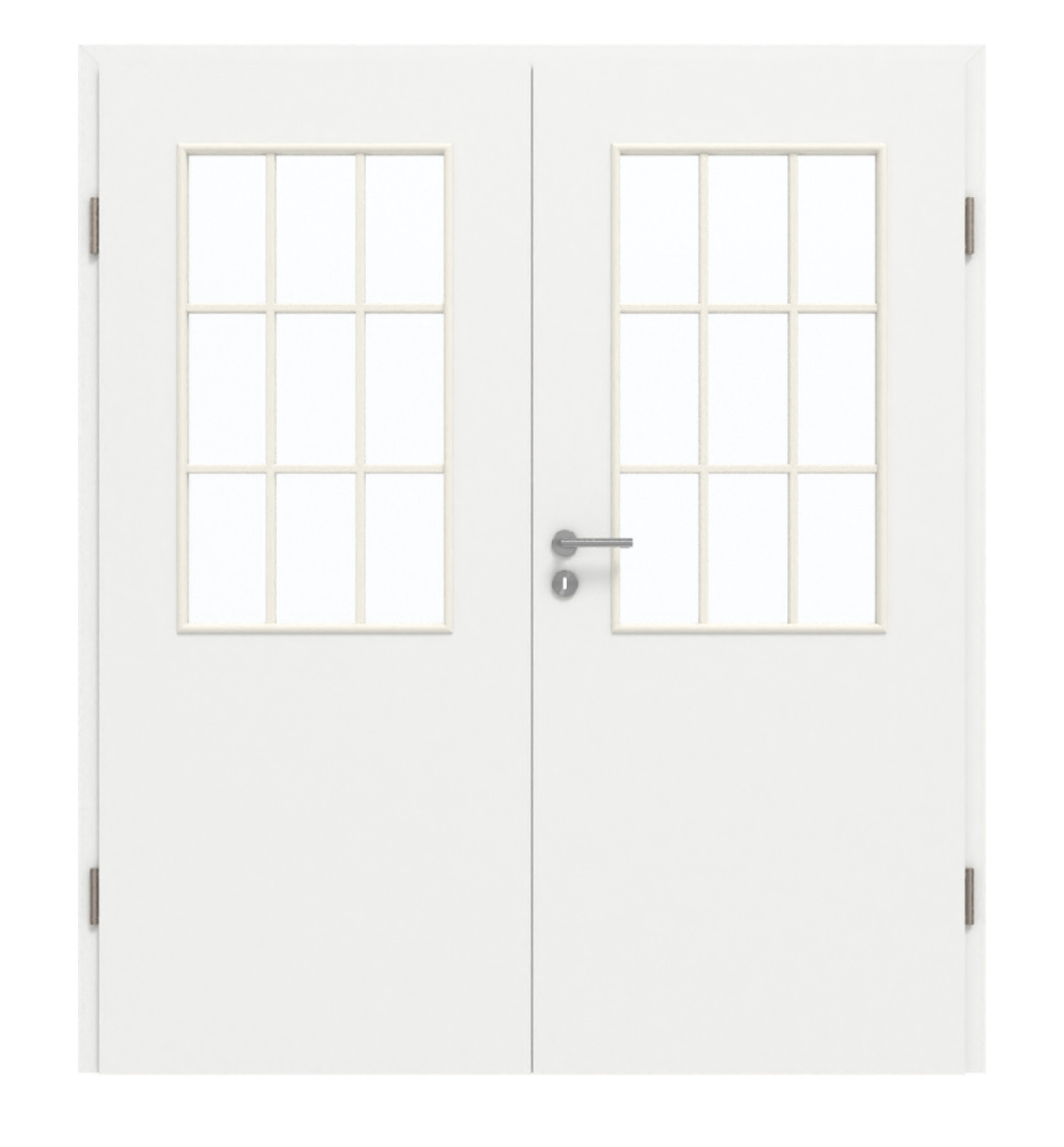 GARANT Doppelflügeltür inkl. Zarge D354-60 Designer White Resopal mit Lichtausschnitt LA-6 Sprosse SP2