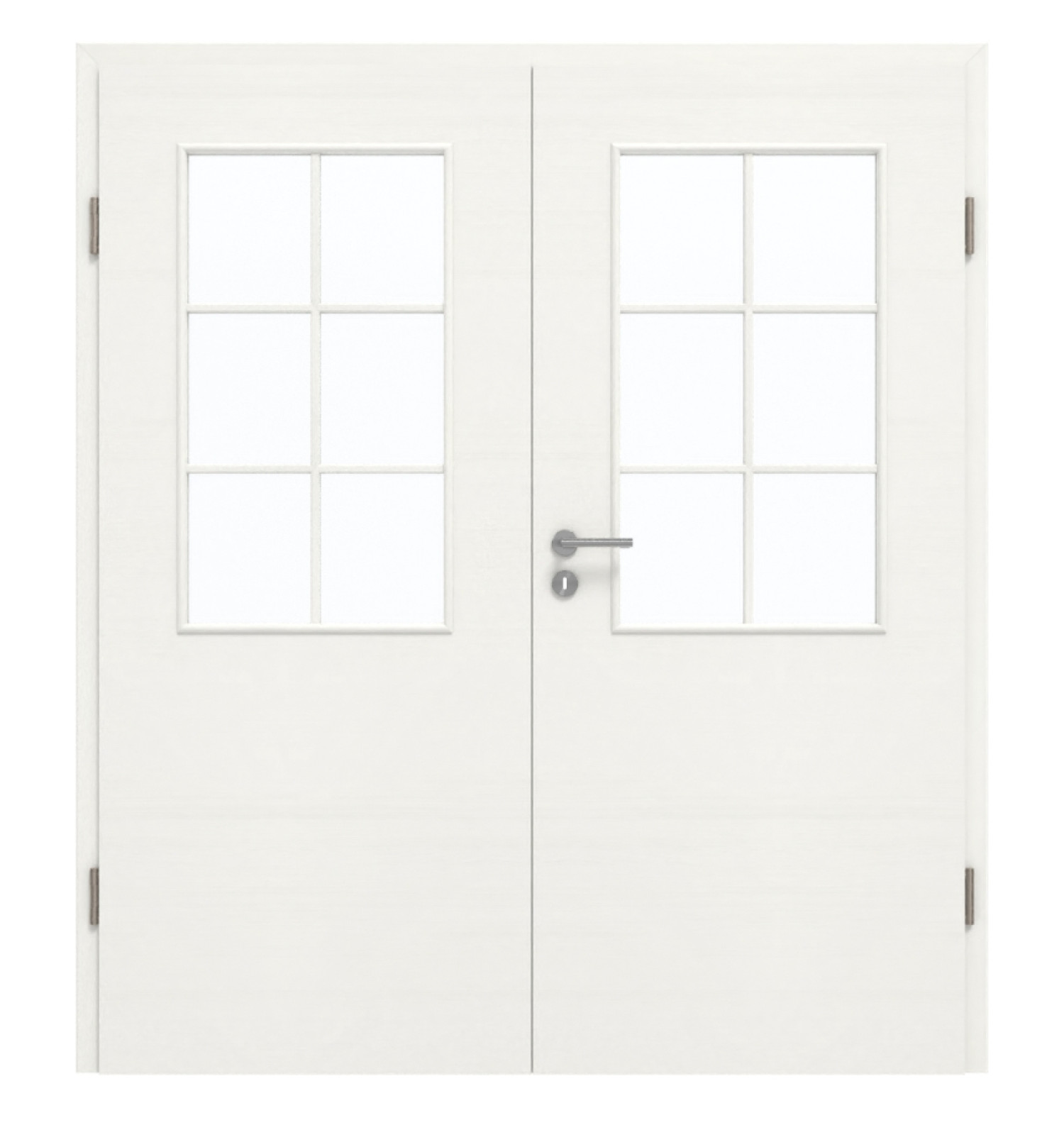 GARANT Doppelflügeltür inkl. Zarge Quer Authentic Bianco CePaL mit Lichtausschnitt LA-6 Sprosse SP4