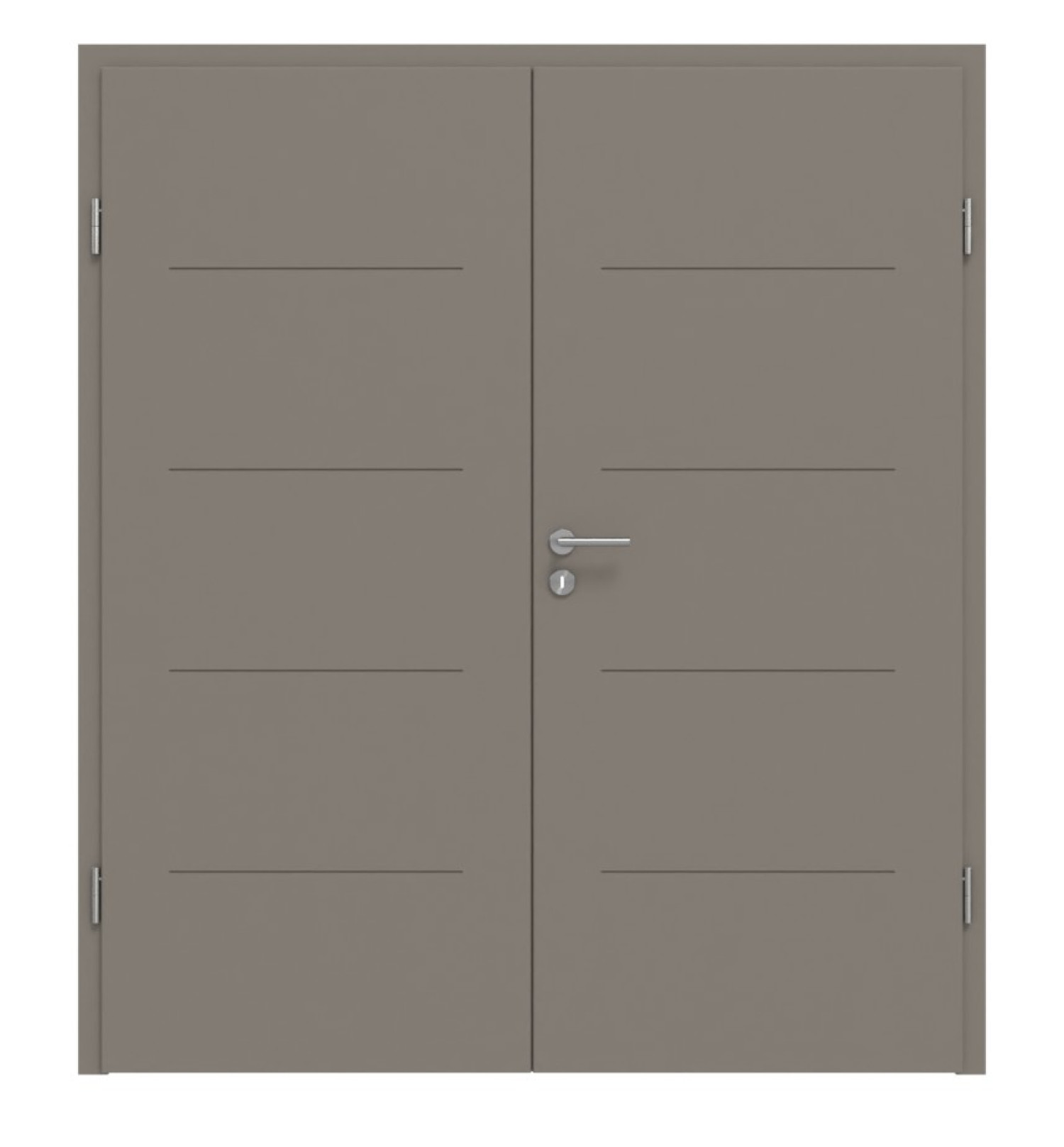 HÖRMANN Doppelflügeltür Groove 14 Taupe RAL 7048 Lack DesignLine mit Zarge