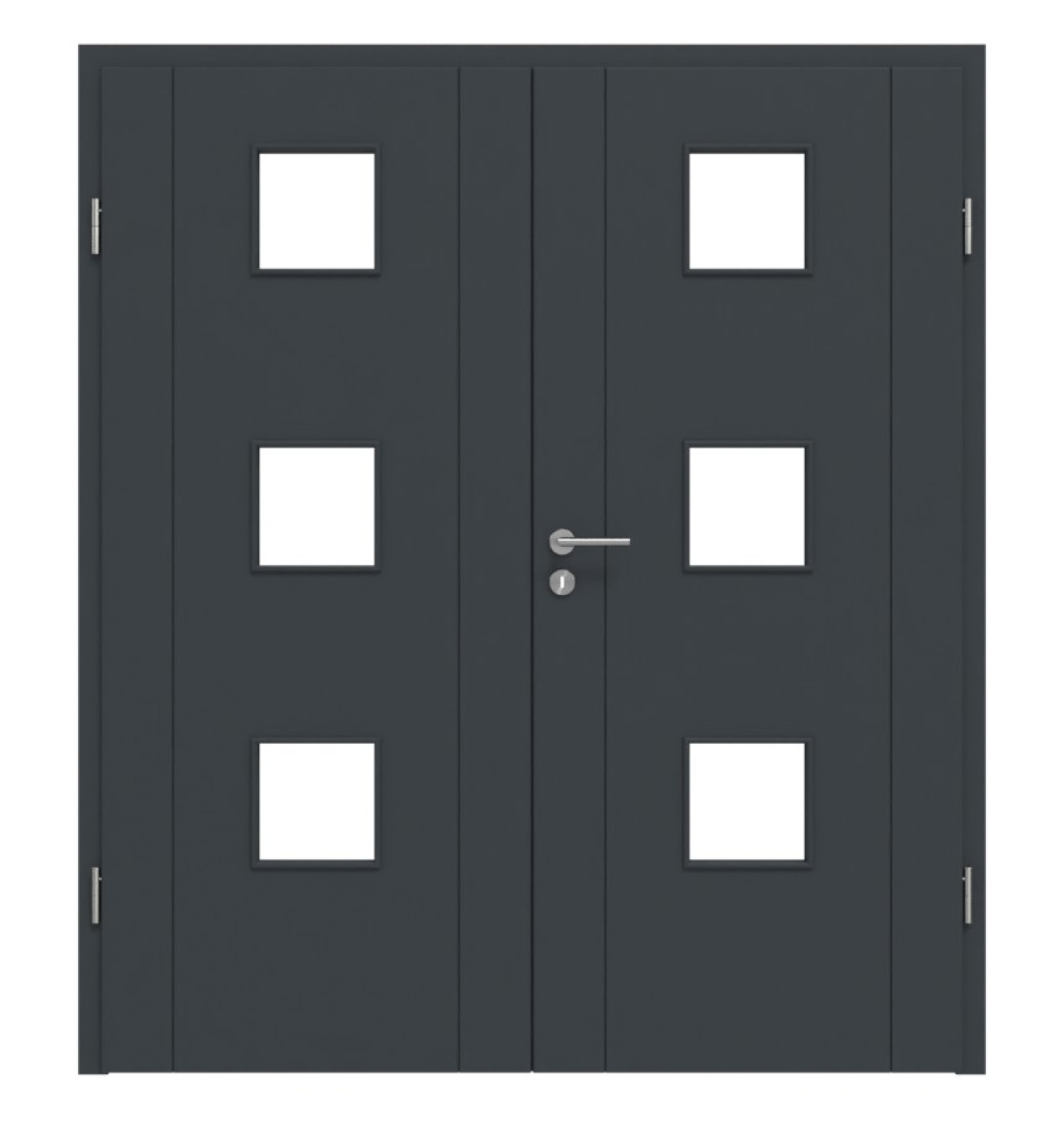 HÖRMANN Doppelflügeltür Groove 16 Anthrazit RAL 7016 Lack DesignLine mit Lichtausschnitt LA 10 mit Zarge