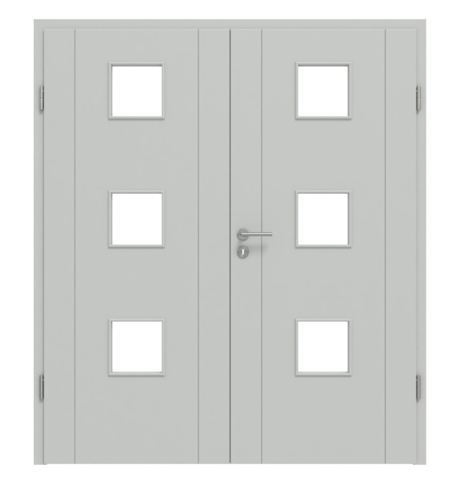 HÖRMANN Doppelflügeltür Groove 16 Grau RAL 7035 Lack DesignLine mit Lichtausschnitt LA 10 mit Zarge