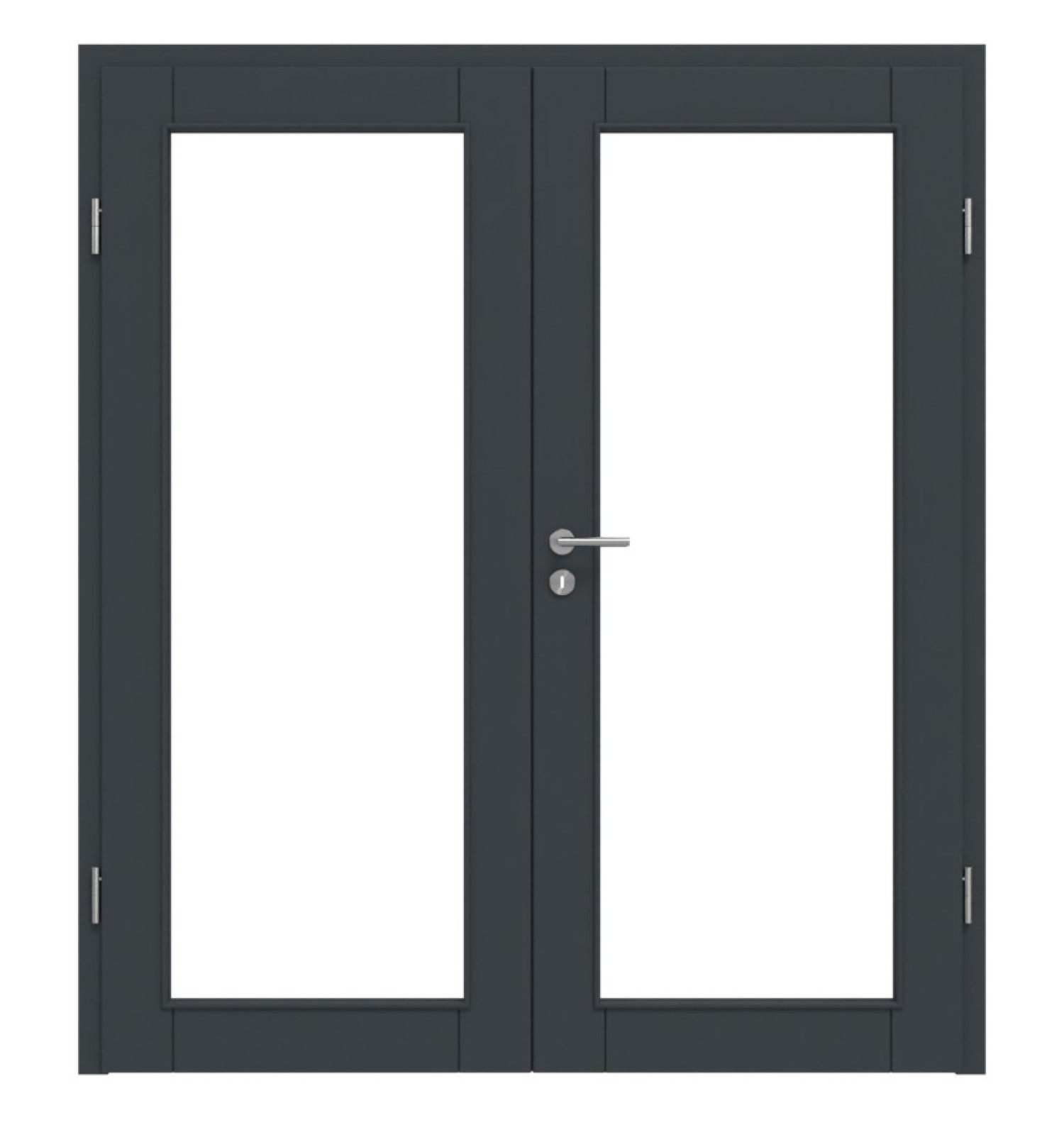 HÖRMANN Doppelflügeltür Groove 16 Anthrazit RAL 7016 Lack DesignLine mit Lichtausschnitt LA 27 mit Zarge