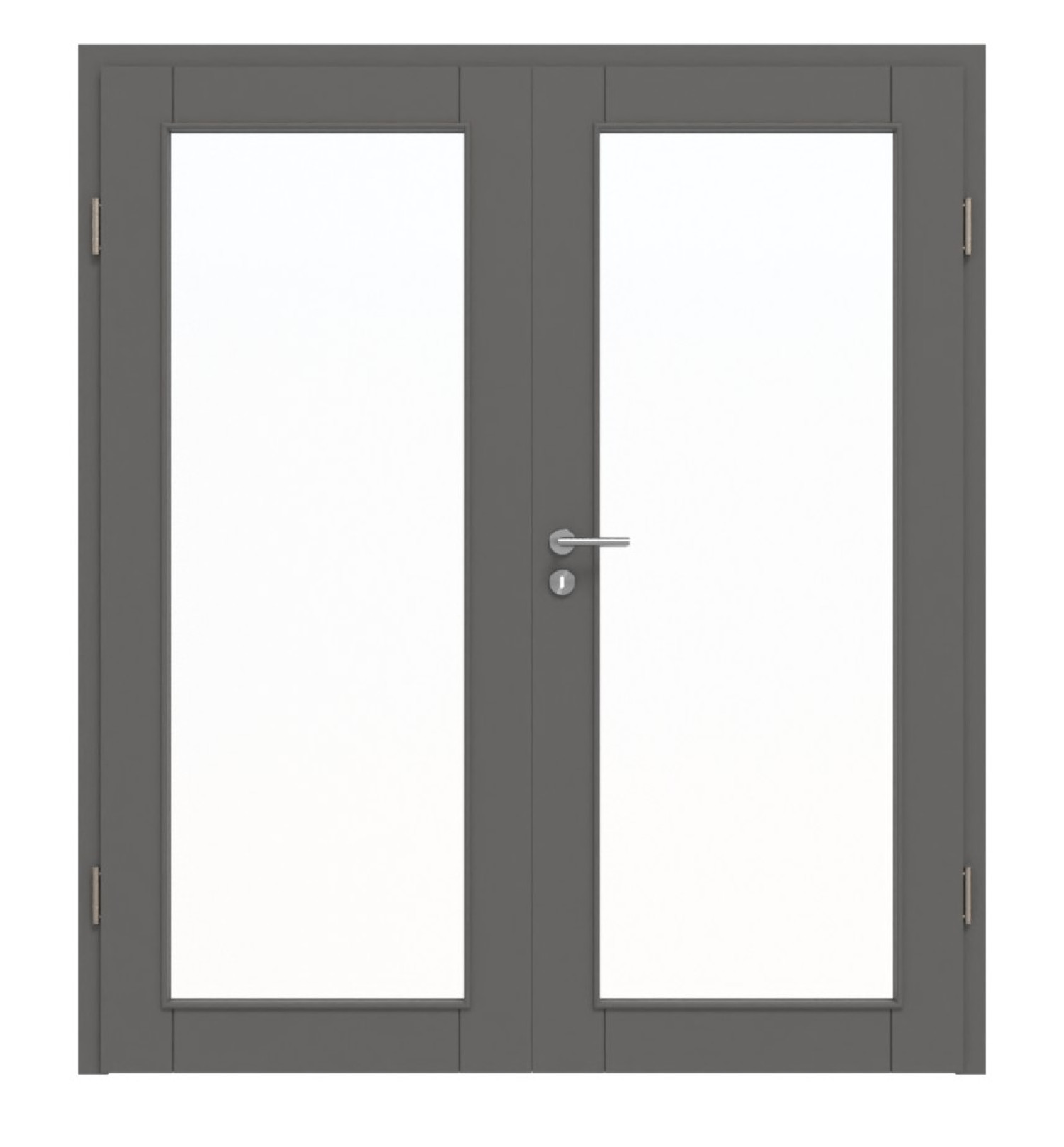 HÖRMANN Doppelflügeltür Groove 16 Staubgrau RAL 7037 Lack DesignLine mit Lichtausschnitt LA 27 mit Zarge