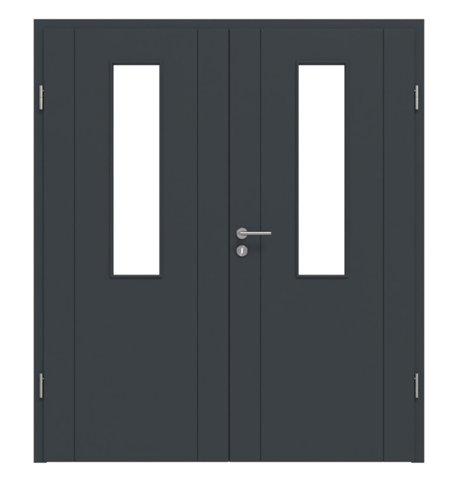 HÖRMANN Doppelflügeltür Groove 16 Anthrazit RAL 7016 Lack DesignLine mit Lichtausschnitt LA 4 mittig mit Zarge