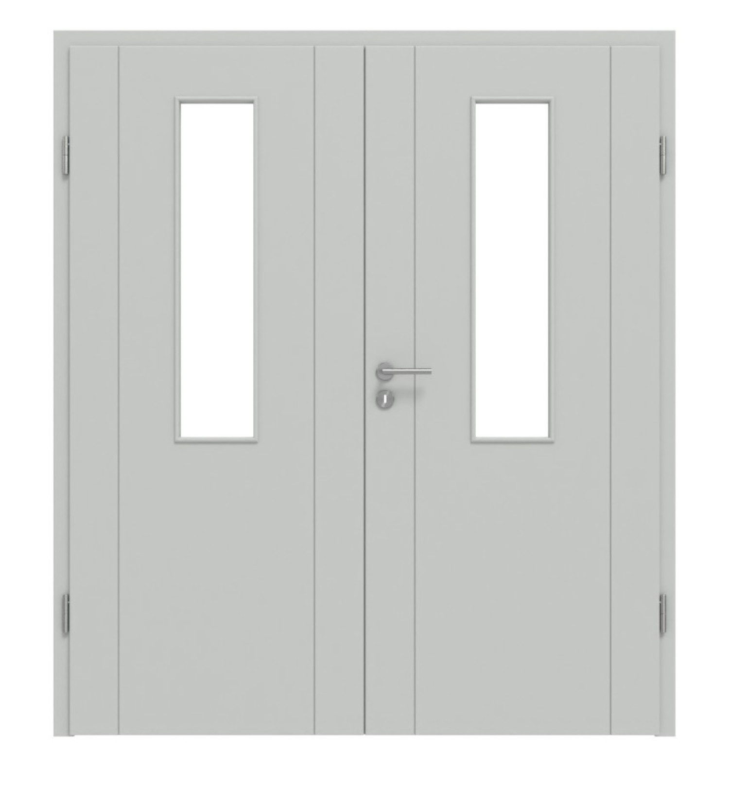 HÖRMANN Doppelflügeltür Groove 16 Grau RAL 7035 Lack DesignLine mit Lichtausschnitt LA 4 mittig mit Zarge