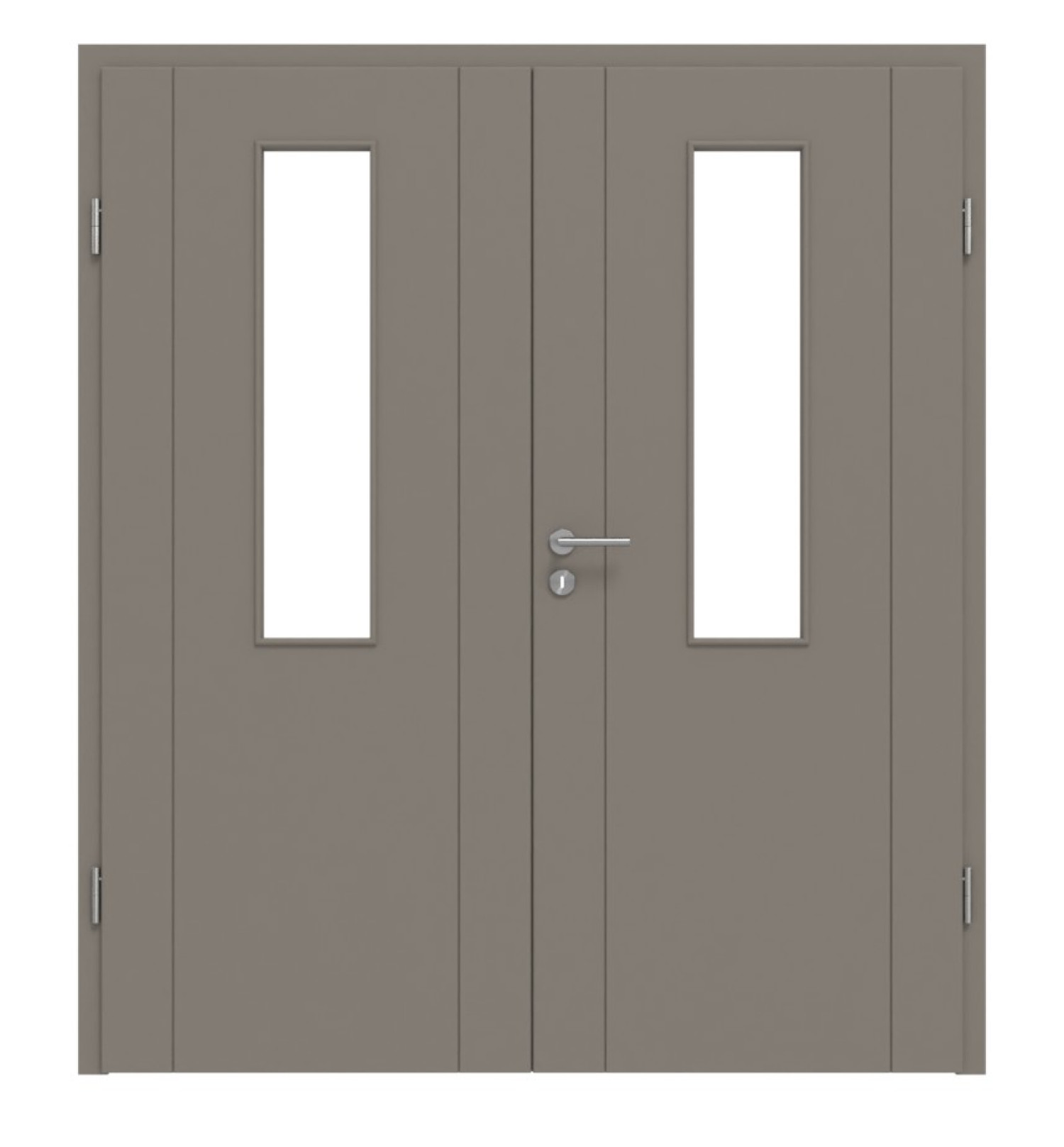 HÖRMANN Doppelflügeltür Groove 16 Taupe RAL 7048 Lack DesignLine mit Lichtausschnitt LA 4 mittig mit Zarge